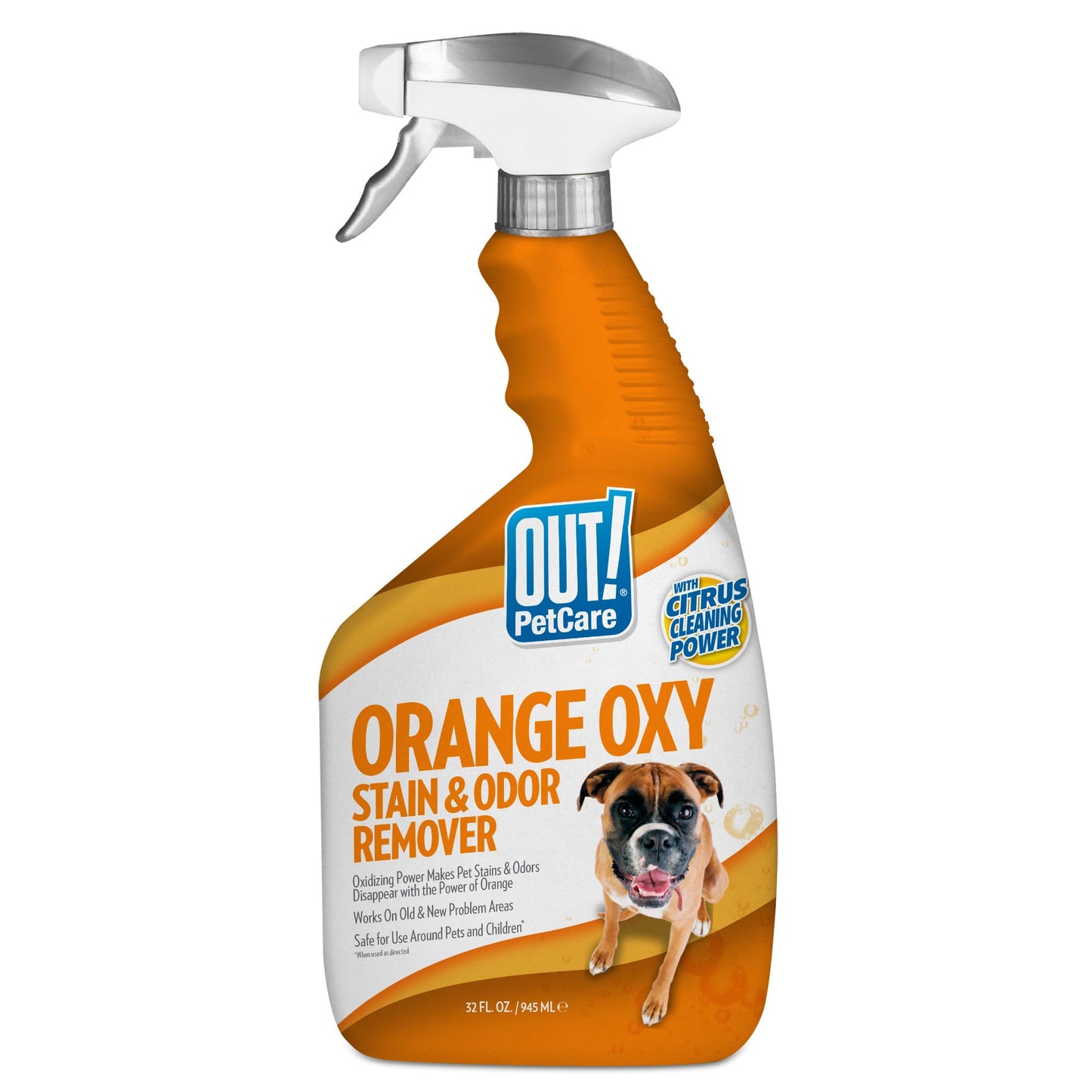 OUT! PetCare Complete Oxy Stain Remover, Oxy Orange Spray, Pet Stain and Odor Eliminator, Carpet Cleaner, Dog Urine Remover and Pet Odor Neutralizer, Upholstery Cleaner, 32 fl oz