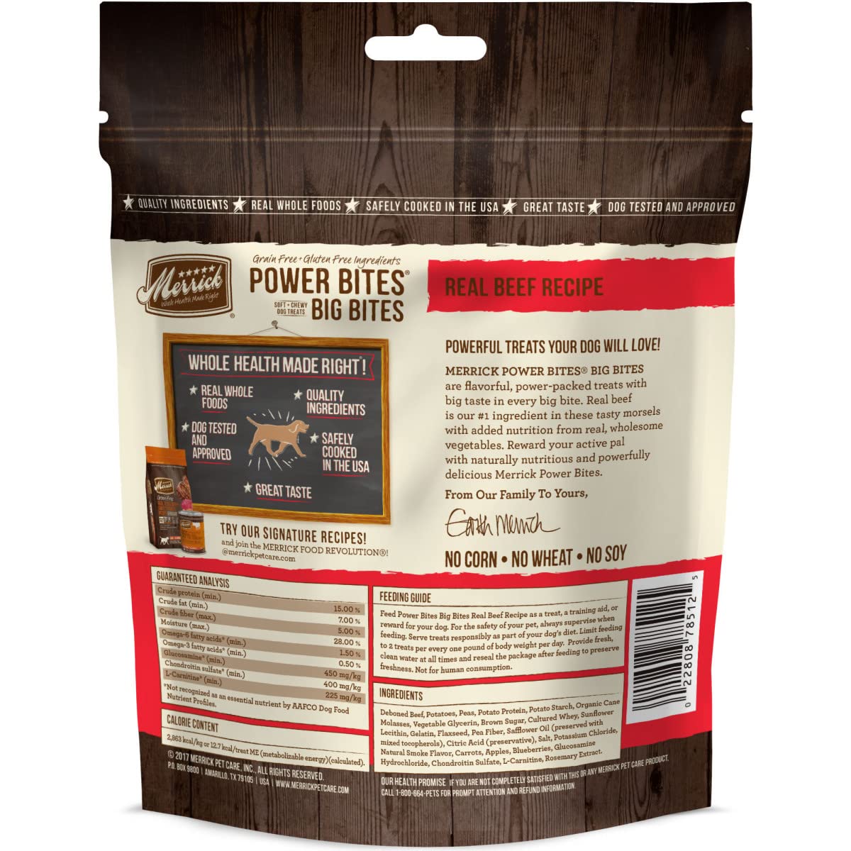 Merrick Power Bites Dog Treats Big Bites, Beef and Sweet Potato Recipe - 6 oz Bag