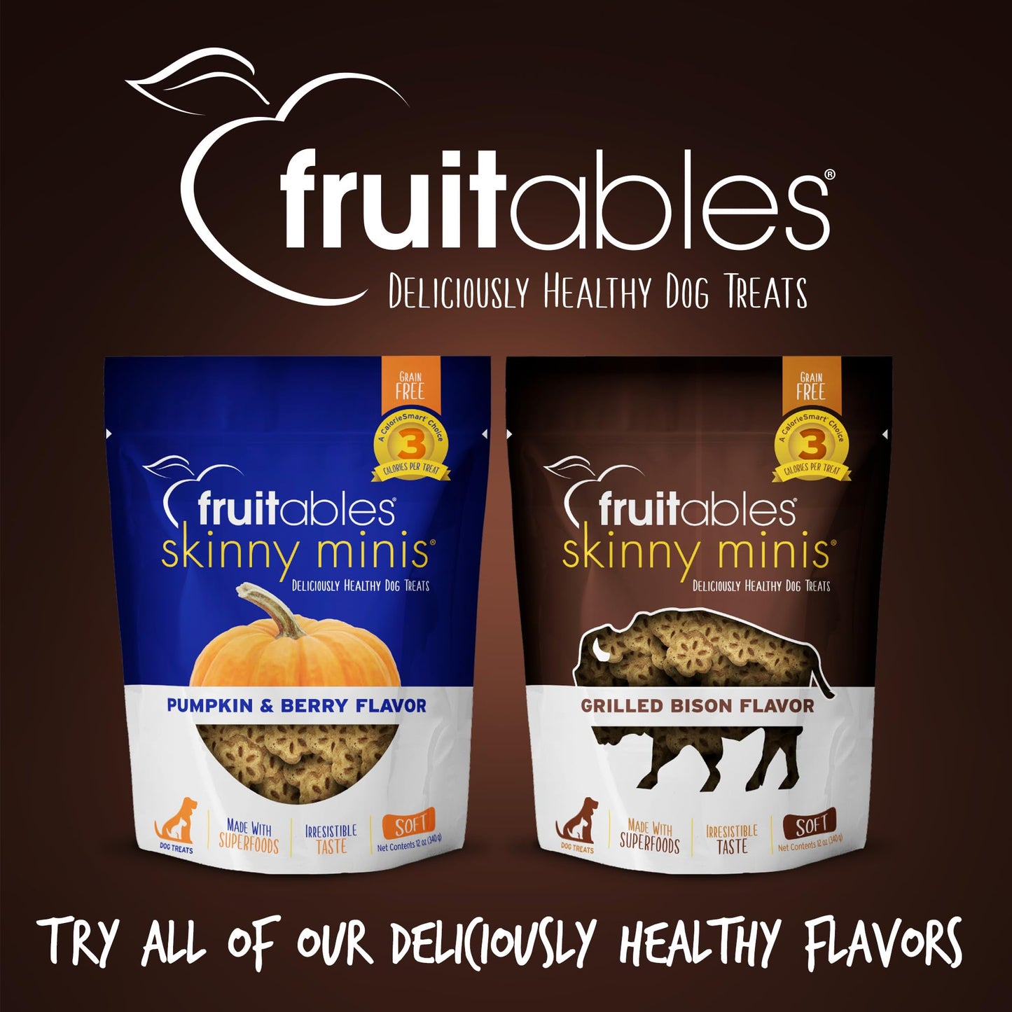 Fruitables Skinny Mini Dog Treats – Healthy Treats for Dogs – Low Calorie Training Treats – Free of Wheat, Corn and Soy – Grilled Bison – USA Made – 5 Ounces