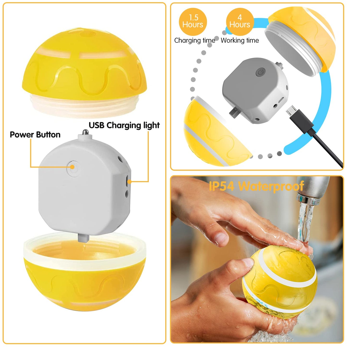 VIWIK Interactive Dog Toys with Remote Control and LED Flash Light,【2023 Newest】 Motion Activated Rolling Ball Toys for Dogs, USB Rechargeable Dog Balls Toy for Puppy, Small, Medium Dogs/Cats
