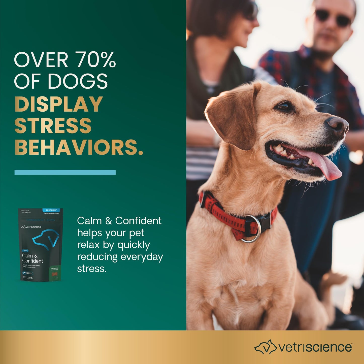 VETRISCIENCE Composure Calming Treats for Small Dogs and Puppies Anxiety, Separation Stress, Thunder and Barking - Yummy Chews Pets Love, 30 Chews