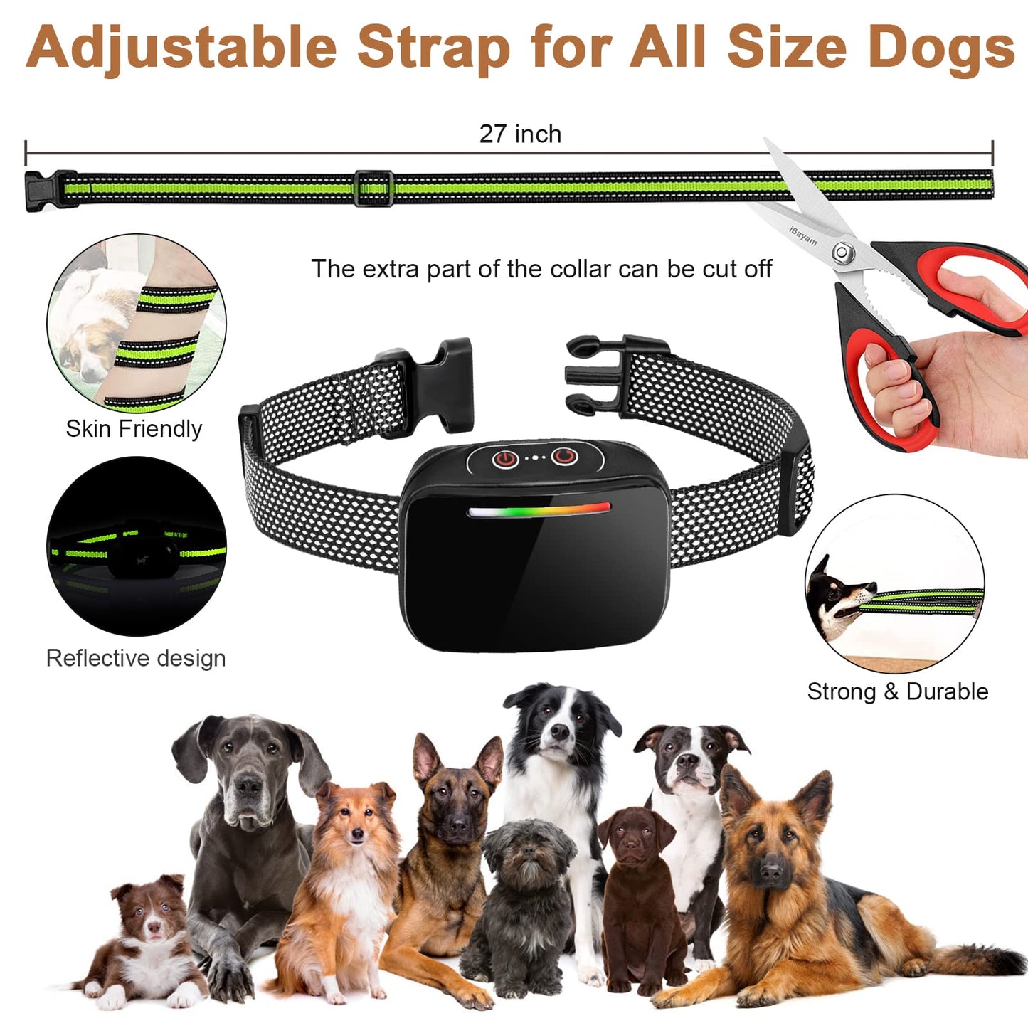 VIWIK Dog Bark Collar for Large Medium Small Dogs, Smart Bark Collar, Rechargeable Anti Barking Collar Dog Training with 4 Adjustable Sensitivity, Beep, Vibration and Shock Automatic Bark Collars