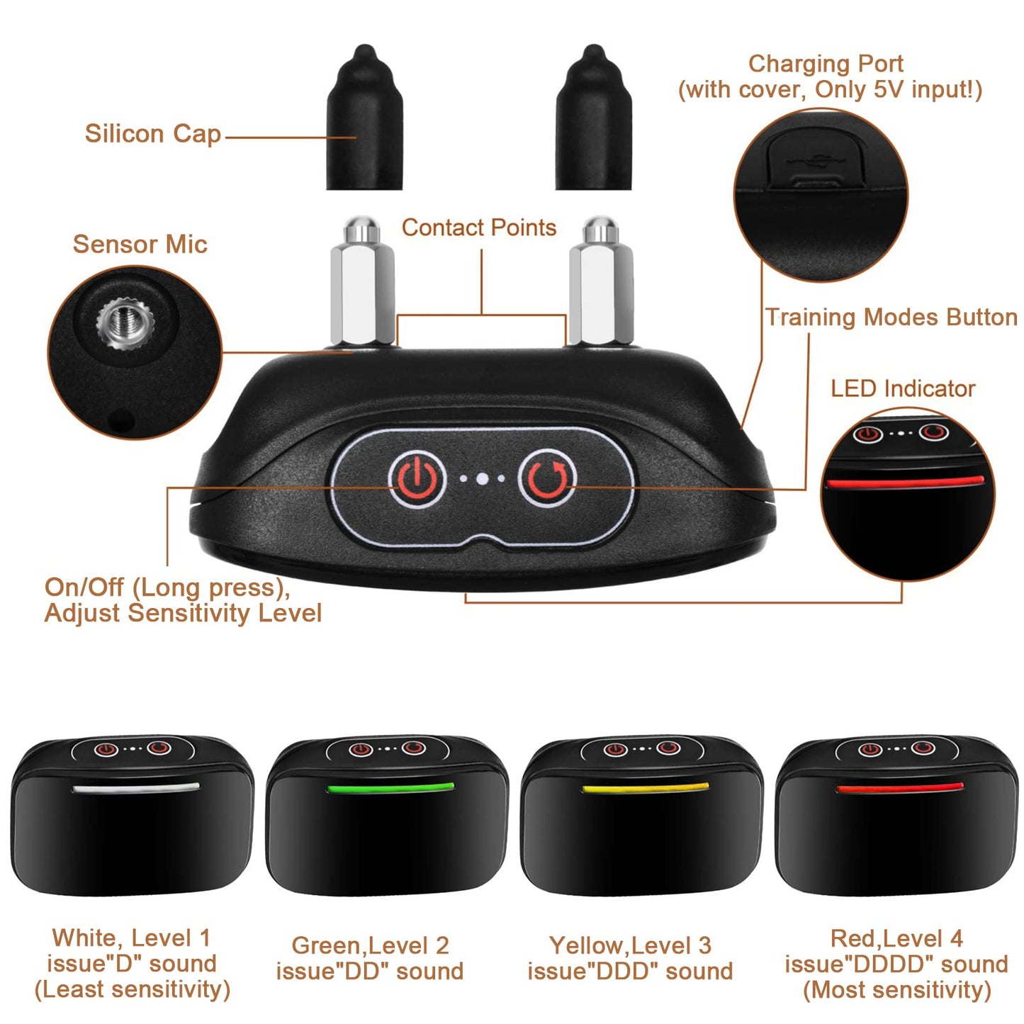 VIWIK Dog Bark Collar for Large Medium Small Dogs, Smart Bark Collar, Rechargeable Anti Barking Collar Dog Training with 4 Adjustable Sensitivity, Beep, Vibration and Shock Automatic Bark Collars