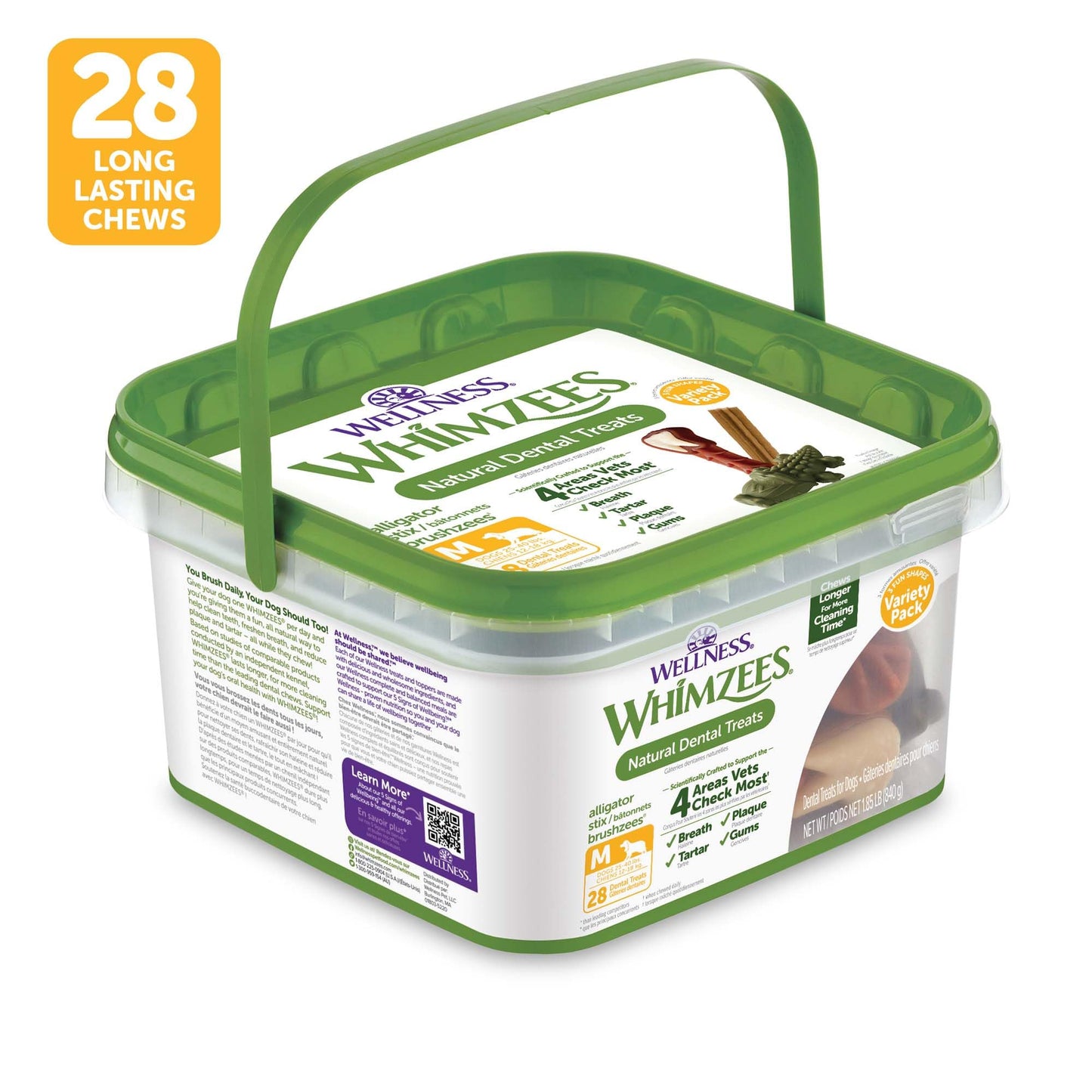Whimzees Wellness Variety Pack Dog Dental Treats, Natural Chews, Medium Size, (28 Count)