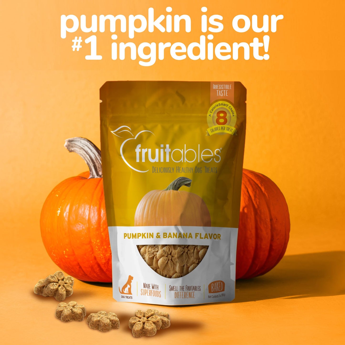 Fruitables Baked Dog Treats – Healthy Low Calorie – Free of Wheat, Corn and Soy – Pumpkin and Banana – 12 Ounces (Pack of 2)