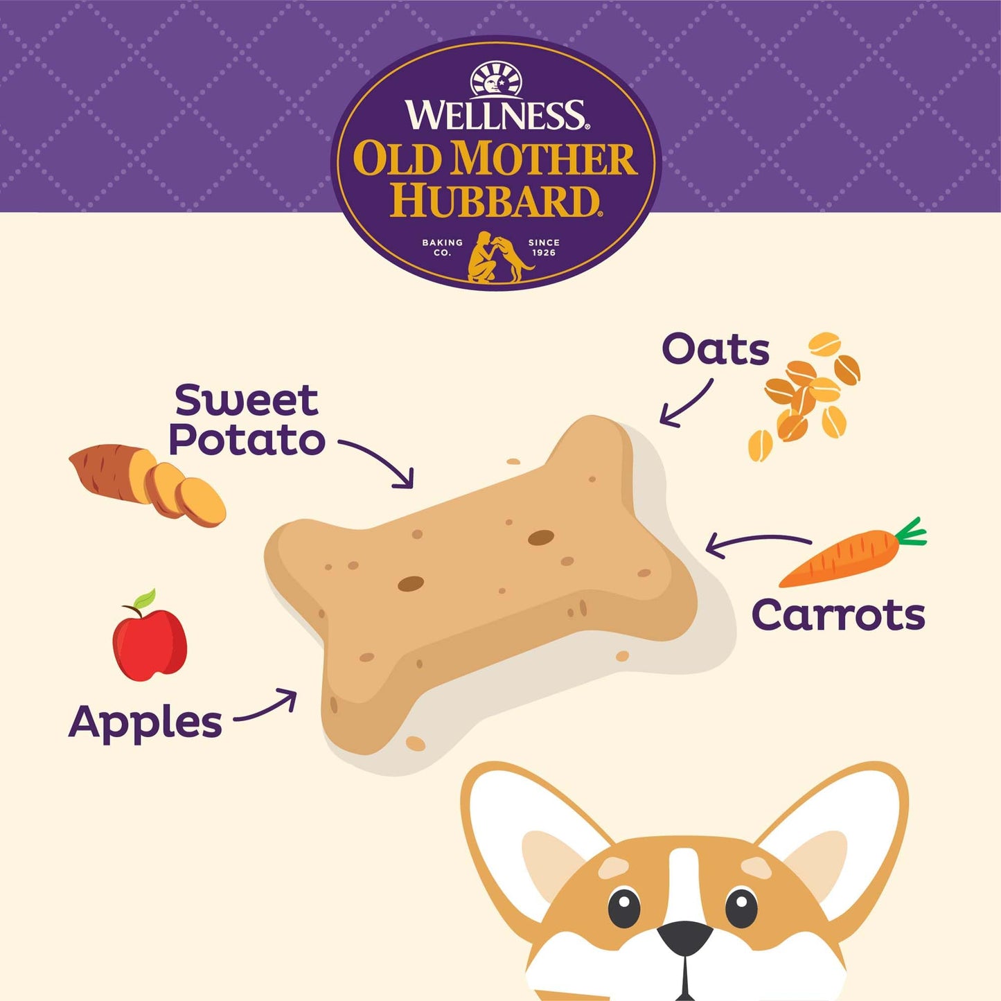 Old Mother Hubbard Wellness Just Vegg'n Dog Biscuits, Natural, Training Treats, Sweat Potato, Oats, Apples & Carrots Flavor, Small Size, (3.3 Pound Bag)