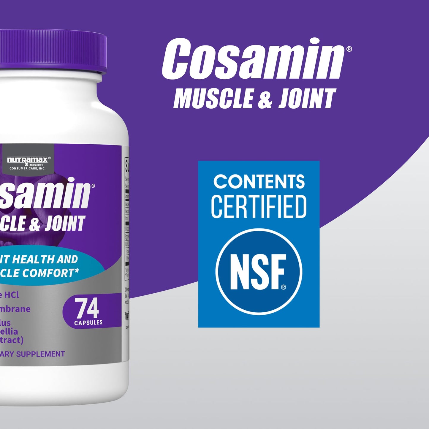Nutramax Cosamin® Muscle & Joint, Works to Decrease Cartilage Breakdown, Protects Joints, and Reduces Muscle Soreness, 74 Capsules