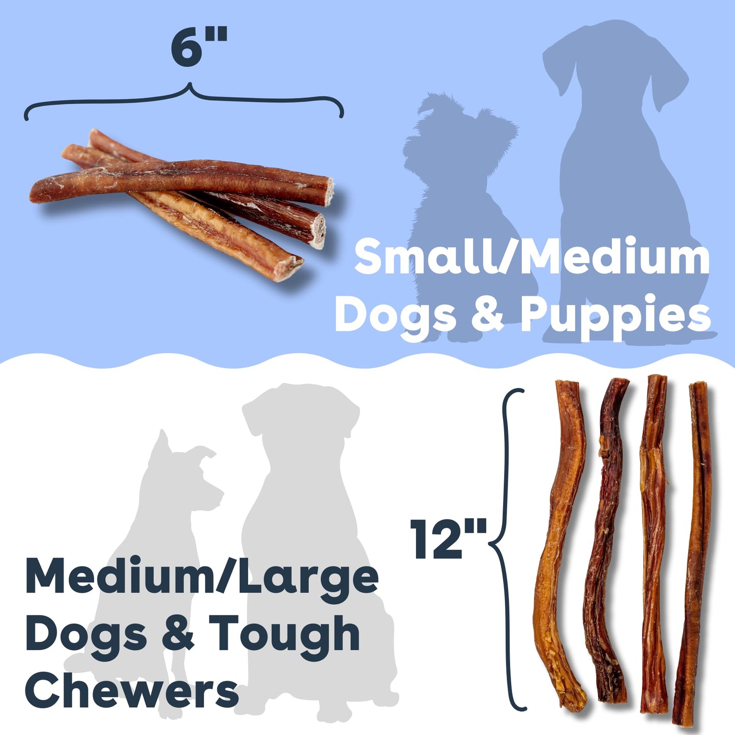 Pupford Thick Bully Sticks for Dogs & Puppies, Smoked for Improved Smell, Natural, Long-Lasting, Single Ingredient Chews for Medium & Large Breeds (12", 4 Count)