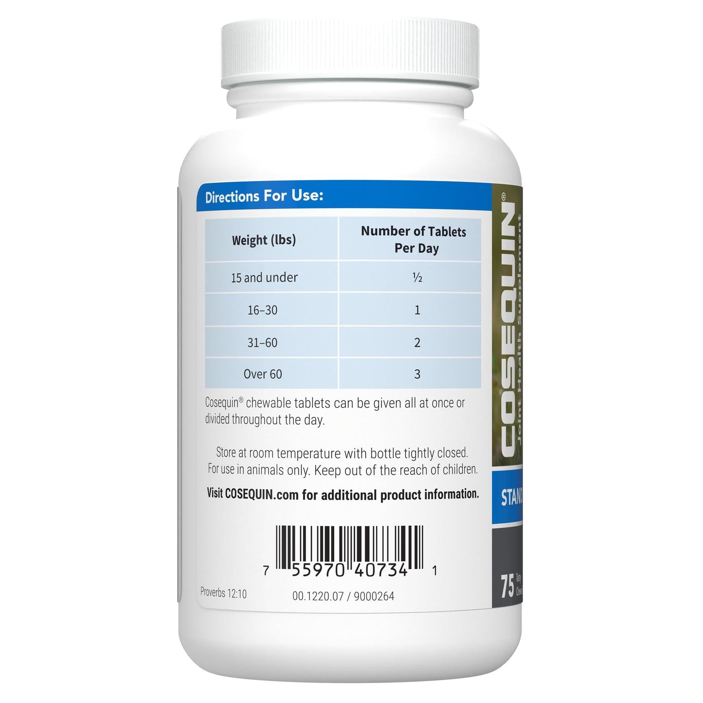 Nutramax Cosequin for Dogs Joint Health Supplement, Contains Glucosamine for Dogs, MSM, Supports Healthy Joints, Chewable Tablets, 75 Count