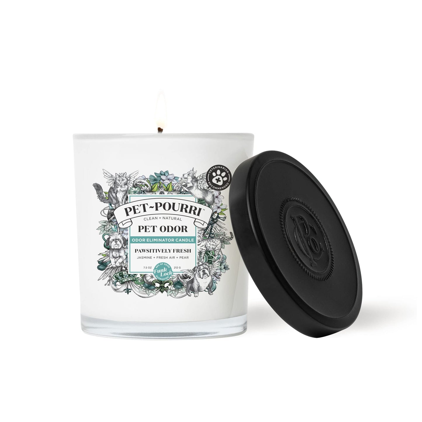 Poo-Pourri Pawsitively Fresh Pet Deodorizer Candle – Pet Safe Plant Based Ingredients & Wax – Vet Approved – Aromatherapy & Air Freshener for Pet Odor – Scented with Pineapple, Jasmine, & Pear
