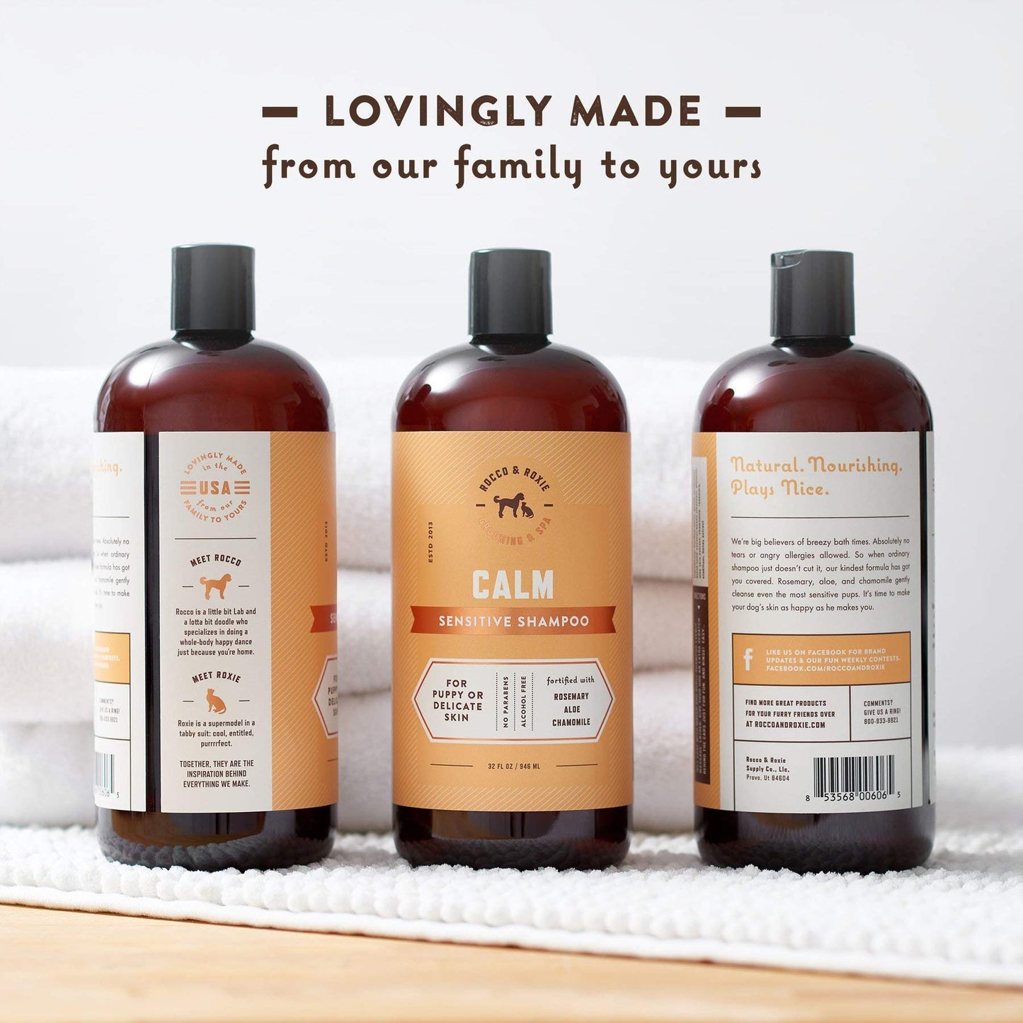 Rocco & Roxie Supply Co. Dog Shampoo and Conditioner - Soothe Oatmeal Shampoo for Itch Relief, Calm Hypoallergenic Shampoo for Sensitive Skin, and Shine Argan Oil Pet Wash - Puppy Bathing Supplies