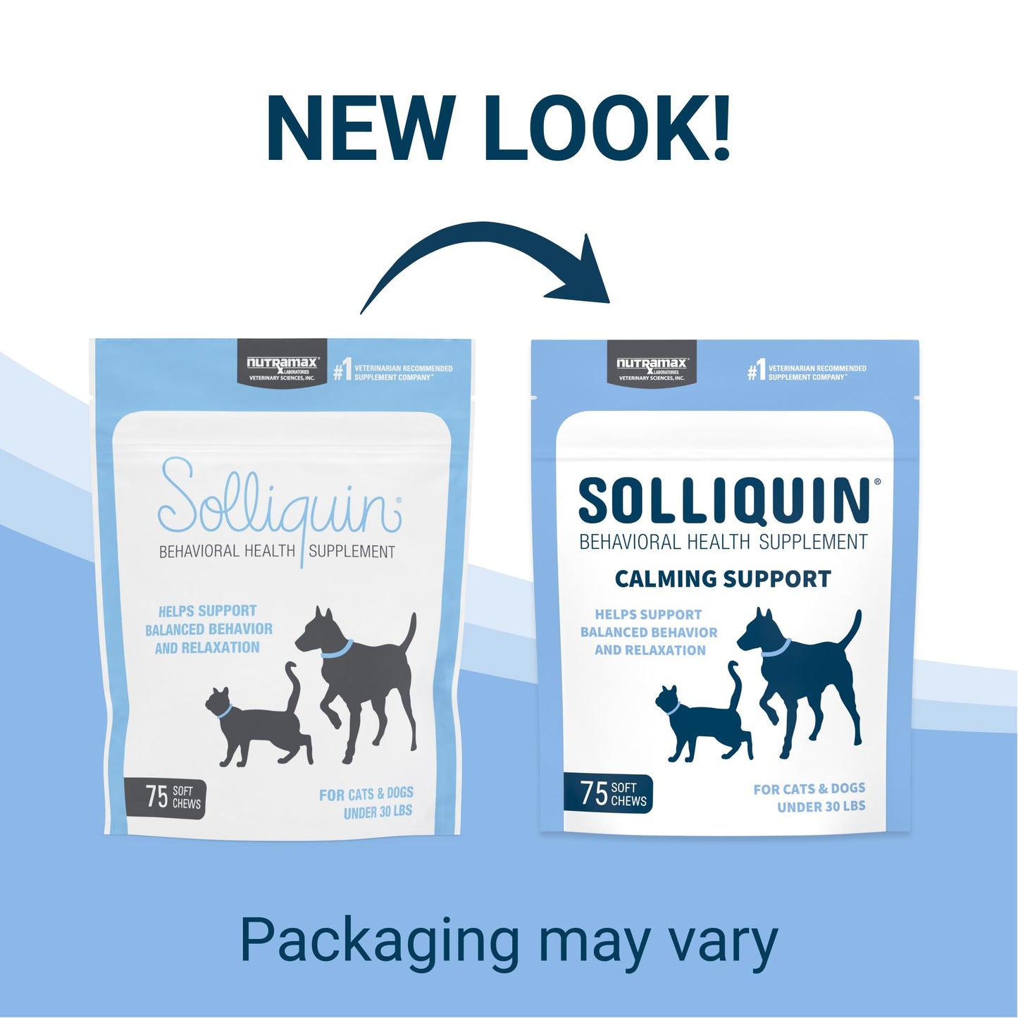 Nutramax Solliquin Calming Behavioral Health Supplement for Small to Medium Dogs and Cats - With L-Theanine, Magnolia / Phellodendron, and Whey Protein Concentrate, 75 Soft Chews