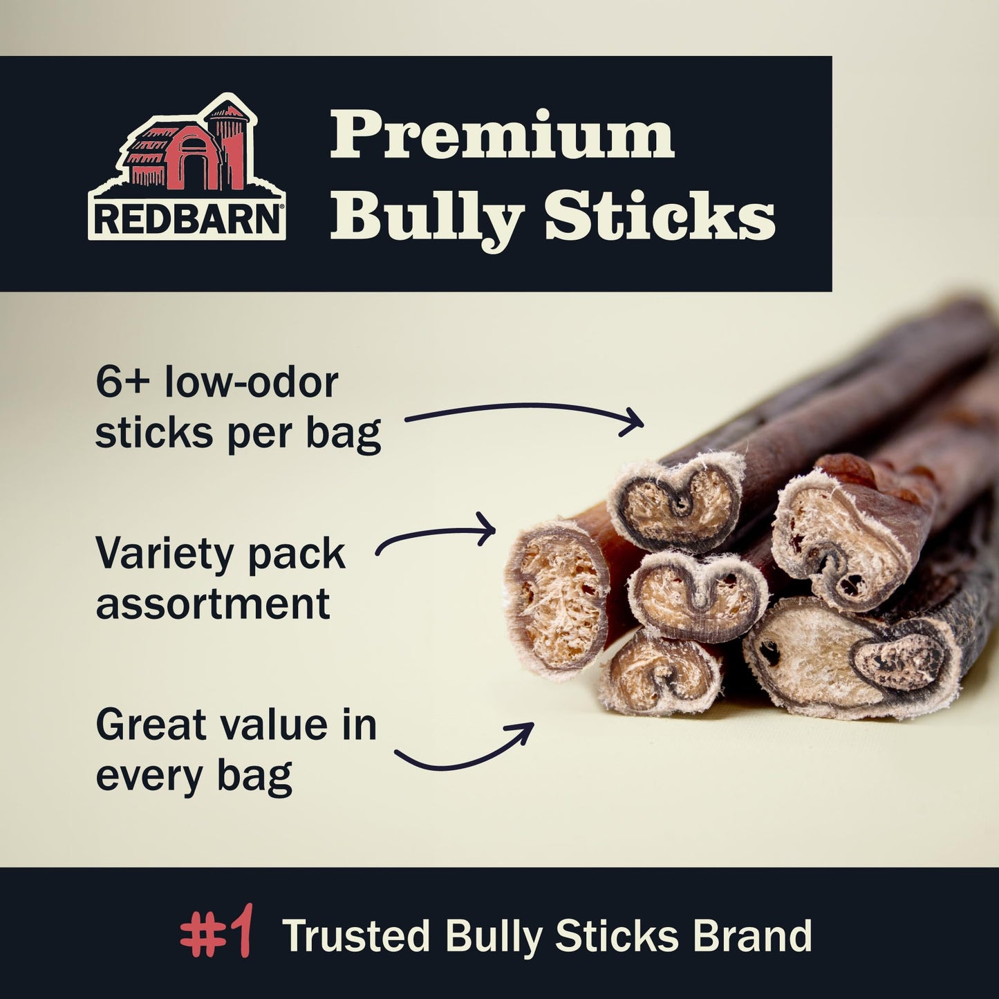 Redbarn Pet Products All Natural 5-8" Bully Sticks for Small & Large Dogs - Healthy Long Lasting Chews Variety Party Pack - 100% Beef Single Ingredient Low Odor Rawhide Free Dental Treats - 8 oz Bag
