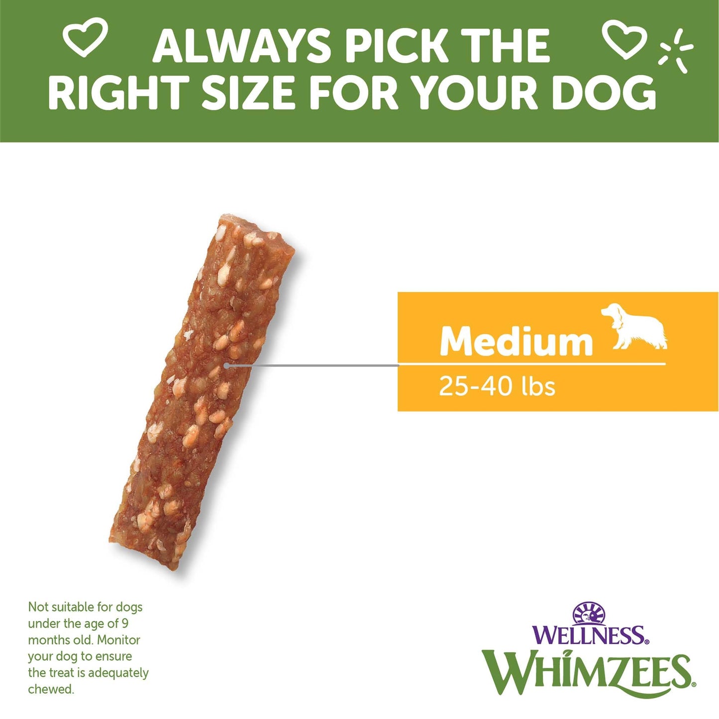 Wellness WHIMZEES Veggie Sausage Dog Dental Treats, Natural Chews, Medium Size Stick, (14 Count)