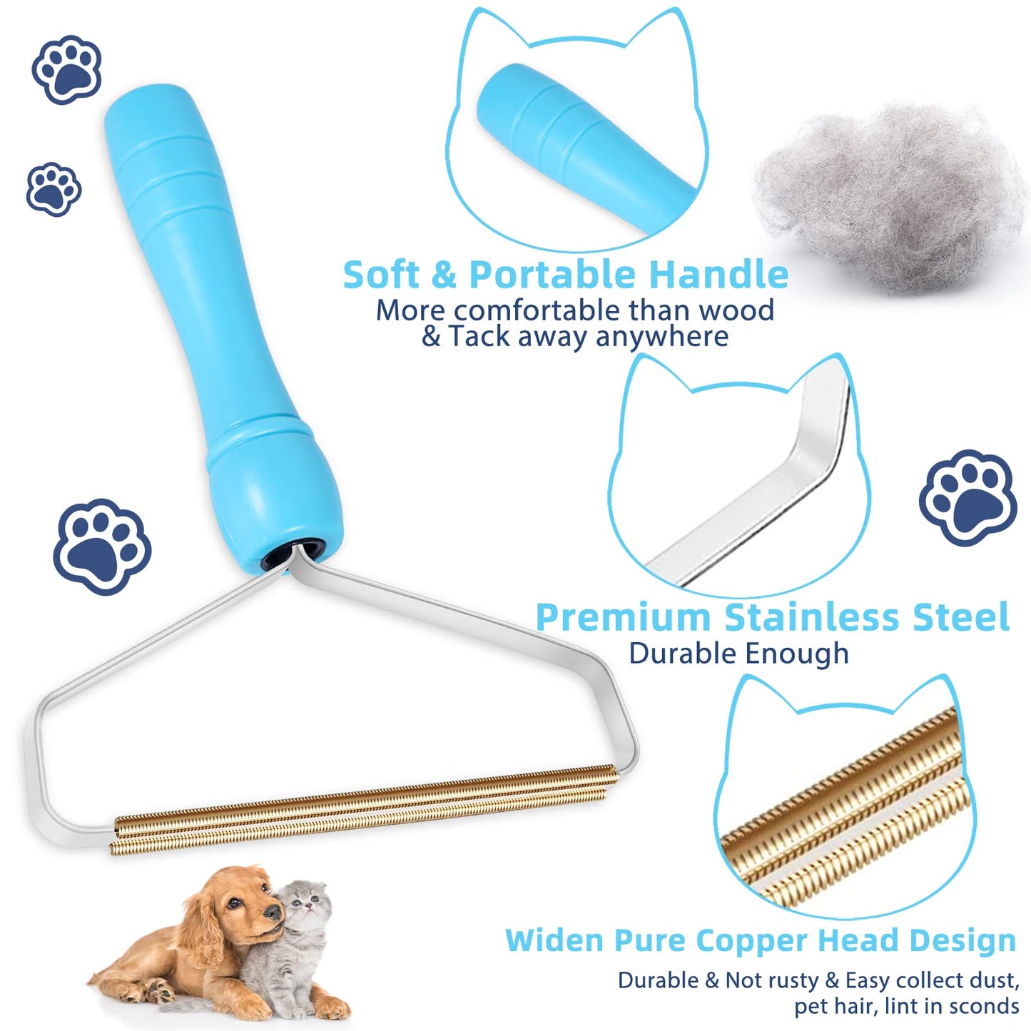 VIWIK Dog Hair Remover and Cat Hair Remover for Clothes, Cleaner Pro Pet Hair, Lint Remover, Lint Cleaner Pro, Lint Shaver, Portable Fur Remover Tool for Clothes Rugs, Carpet Rake (1PCS-Grey)