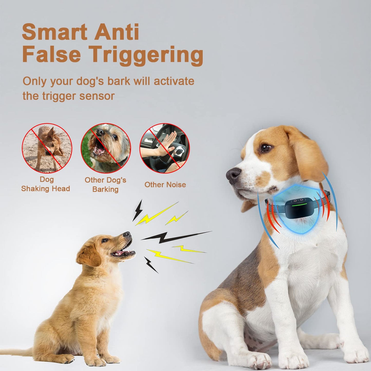 VIWIK Dog Bark Collar for Large Medium Small Dogs, Smart Bark Collar, Rechargeable Anti Barking Collar Dog Training with 4 Adjustable Sensitivity, Beep, Vibration and Shock Automatic Bark Collars