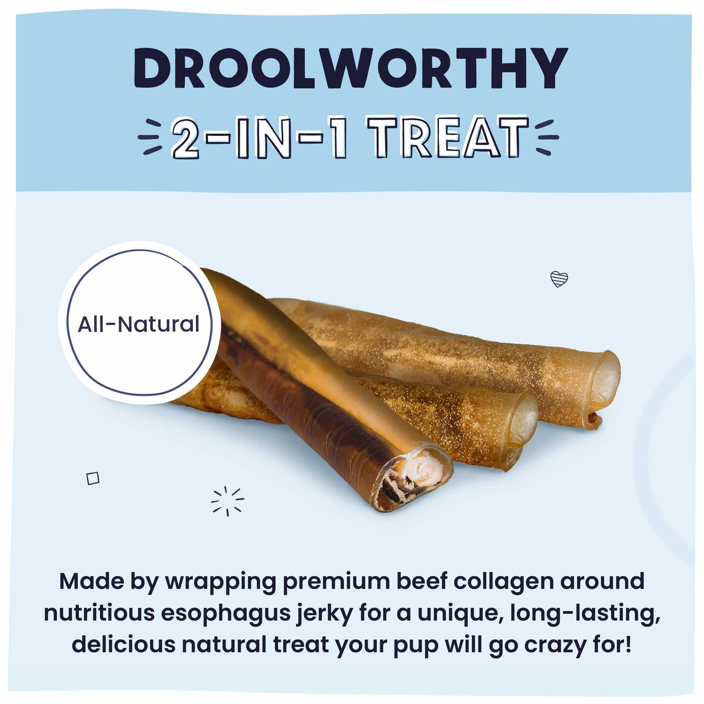 Pawstruck 2-in-1 Collagen Wrapped Jerky Natural Treats for Dogs - 5 Large Sticks - Limited Ingredient Grain Free Long Lasting for Small, Medium, and Large Dogs