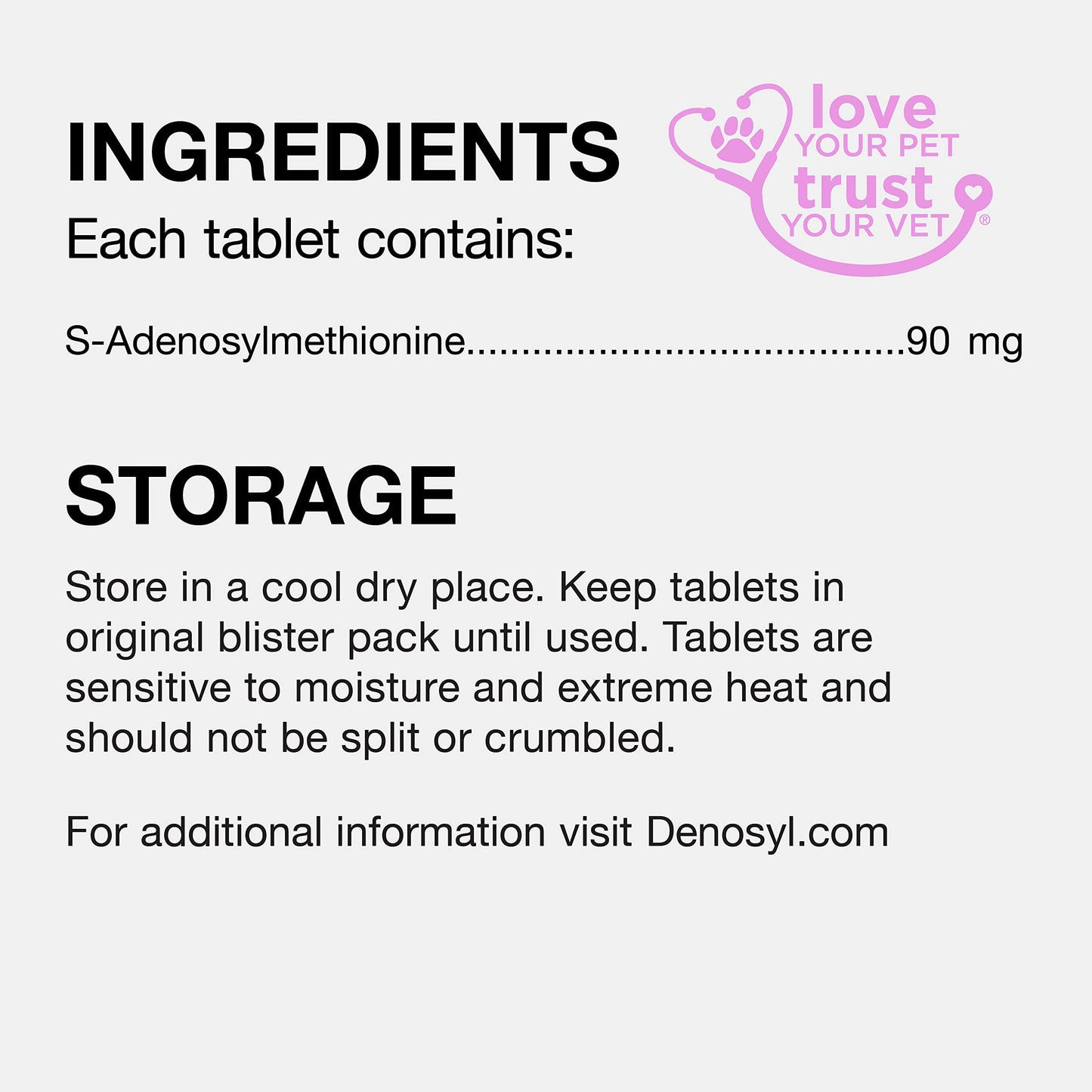 Nutramax Denosyl Liver and Brain Health Supplement for Small Dogs and Cats, With S-Adenosylmethionine (SAMe), 30 Tablets