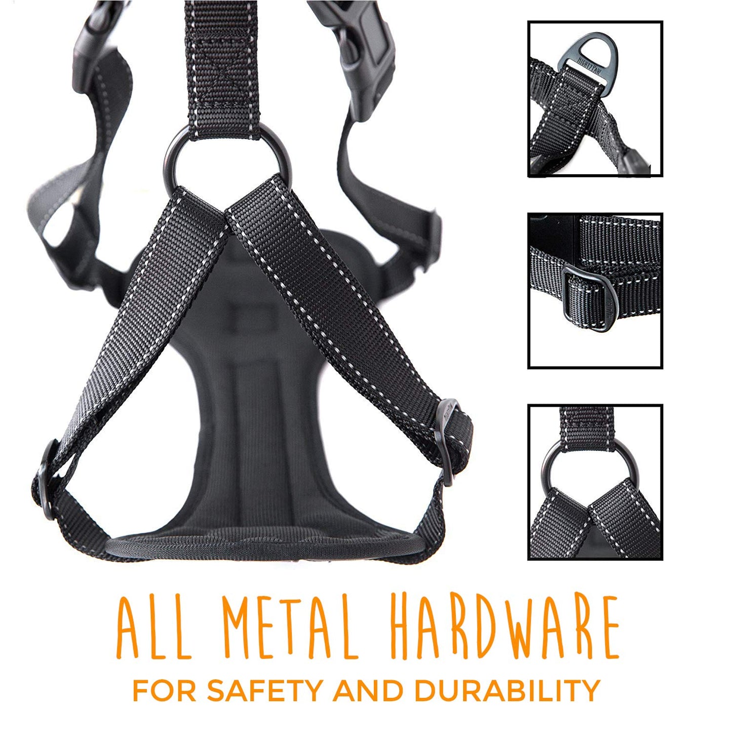 Mighty Paw Dog Car Harness - Vehicle Safety Gear - 2 Leash Attachment - Adjustable Straps - Reflective Stitching - Soft Padding - Standard Harness Functionality - No Pull Front Leash Attachment - S
