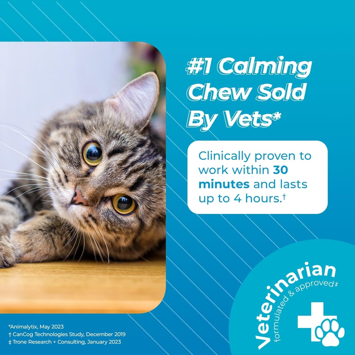 VetriScience Calm & Confident Chews, Composure Calming and Anxiety Supplement for Cats, Reduce Stress and Fear, Ideal for Travel, Vet, Grooming and Routine Changes, Trout, 30 Count