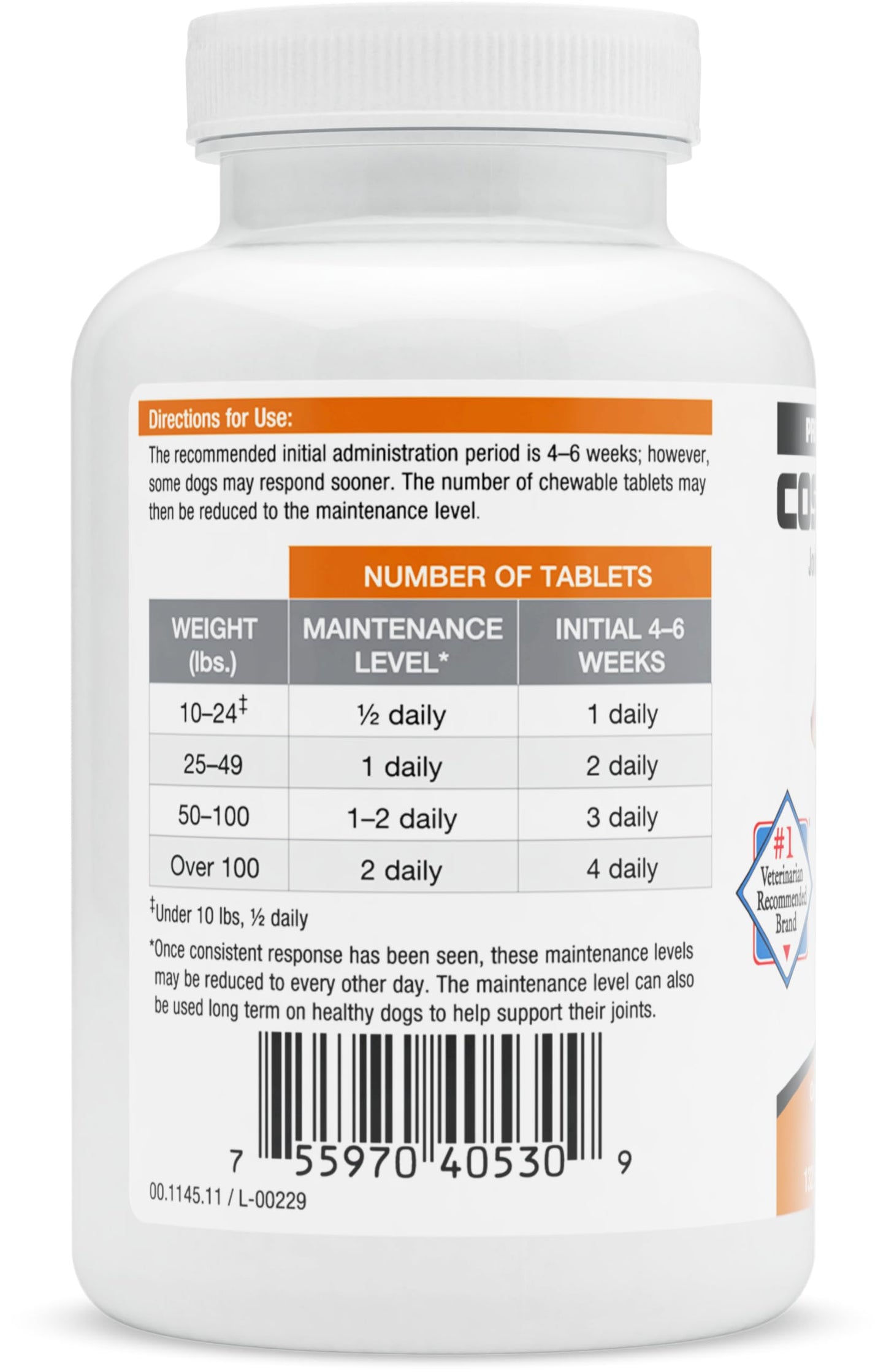 Nutramax Cosequin DS Joint Health Supplement for Dogs - With Glucosamine and Chondroitin, 250 Chewable Tablets