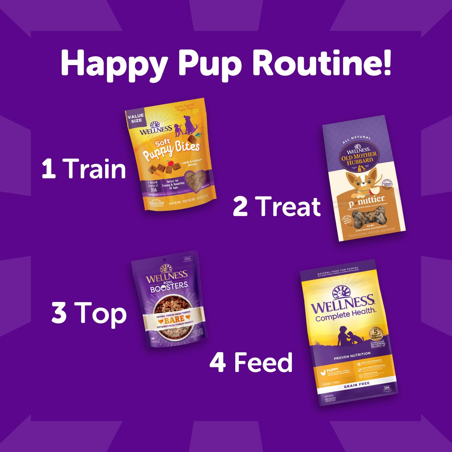 Wellness Puppy Treats, Natural, Training Treat, Grain Free, Crunchy Chicken & Carrot (6 Ounce Bag) (Pack of 2)