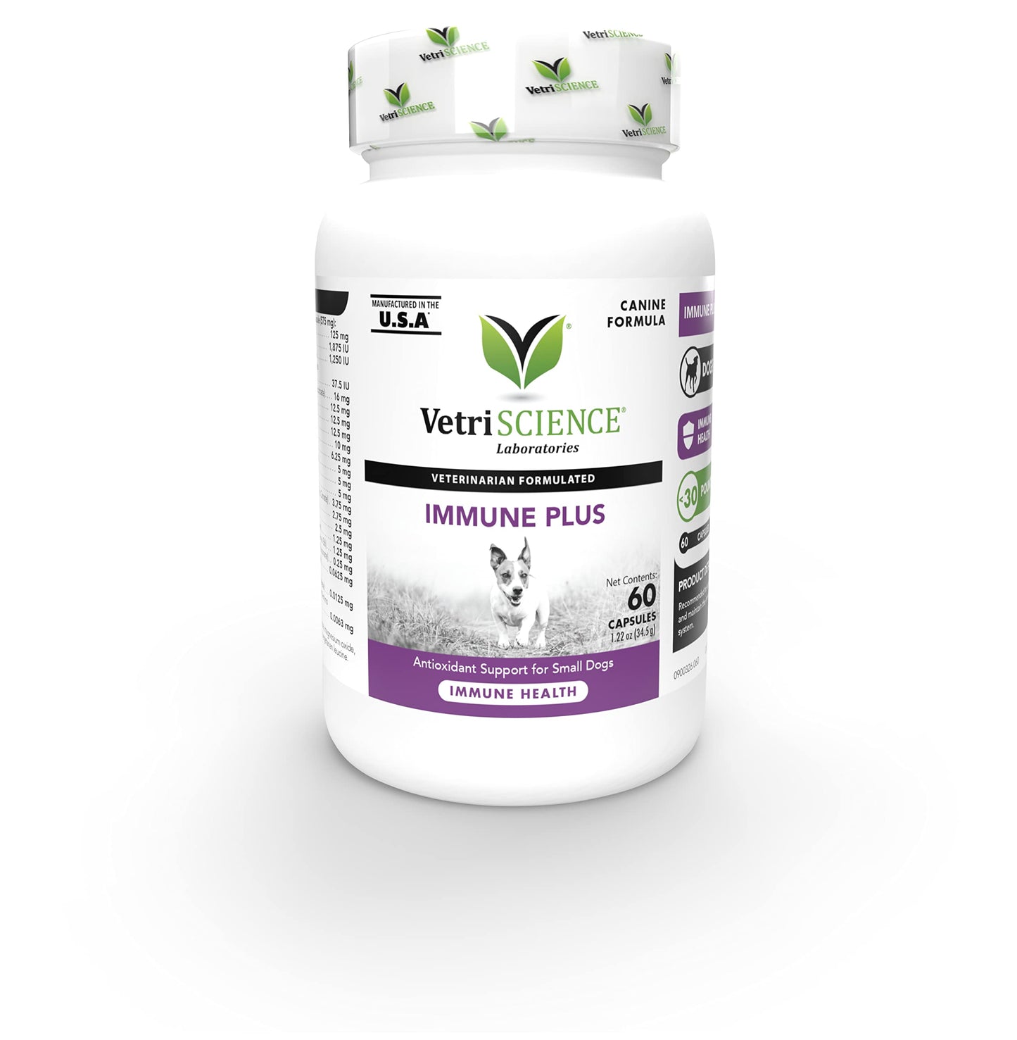 VetriScience Immunity Health Easy-Open Capsules, 22 Antioxidants for Cell Advance, Immune Plus Supplement for Small Breed Dogs, Immune and Allergy Support, 60 Count