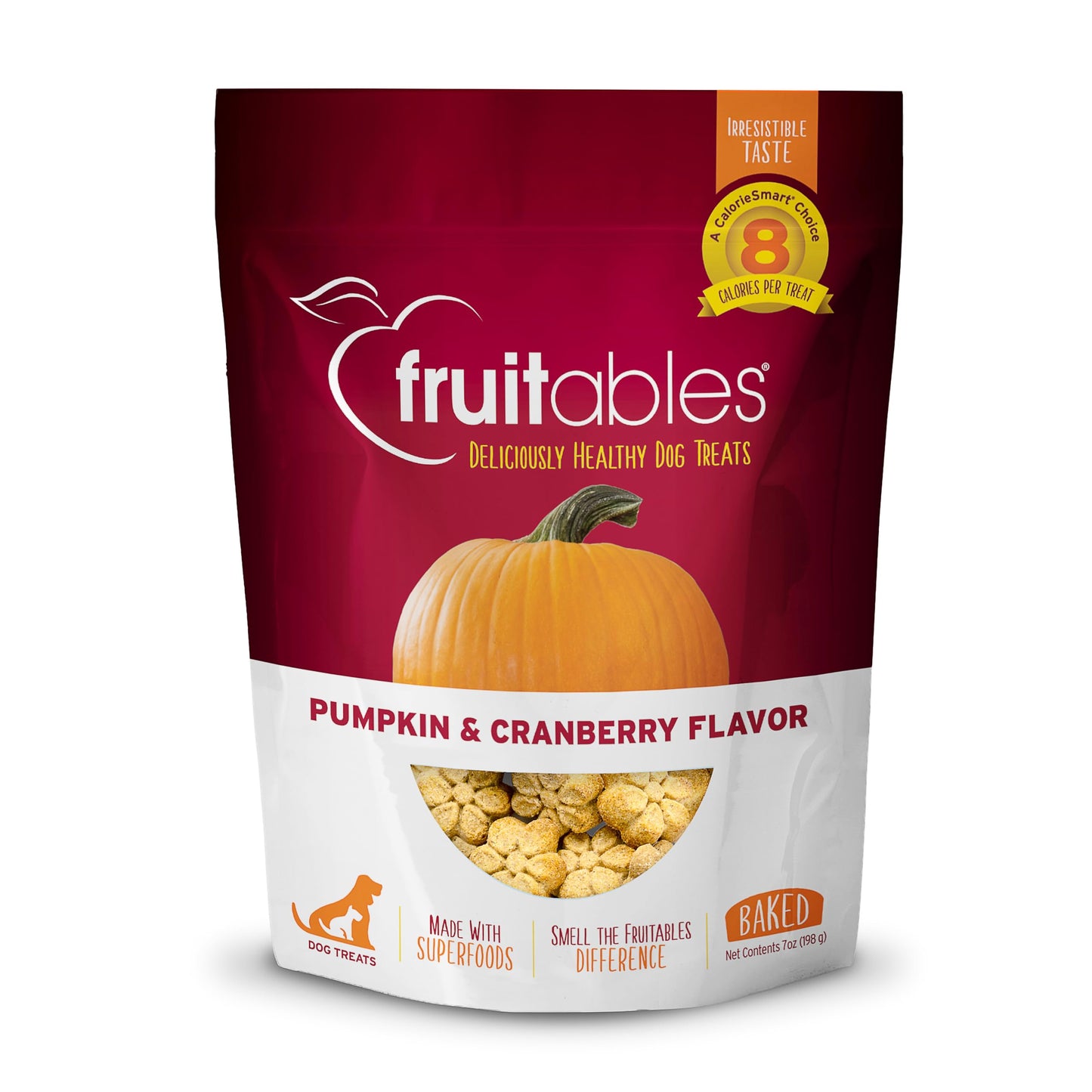 Fruitables Baked Dog Treats – Pumpkin Treats for Dogs – Healthy Low Calorie Treats – Free of Wheat, Corn and Soy – Pumpkin and Cranberry – 7 Ounces