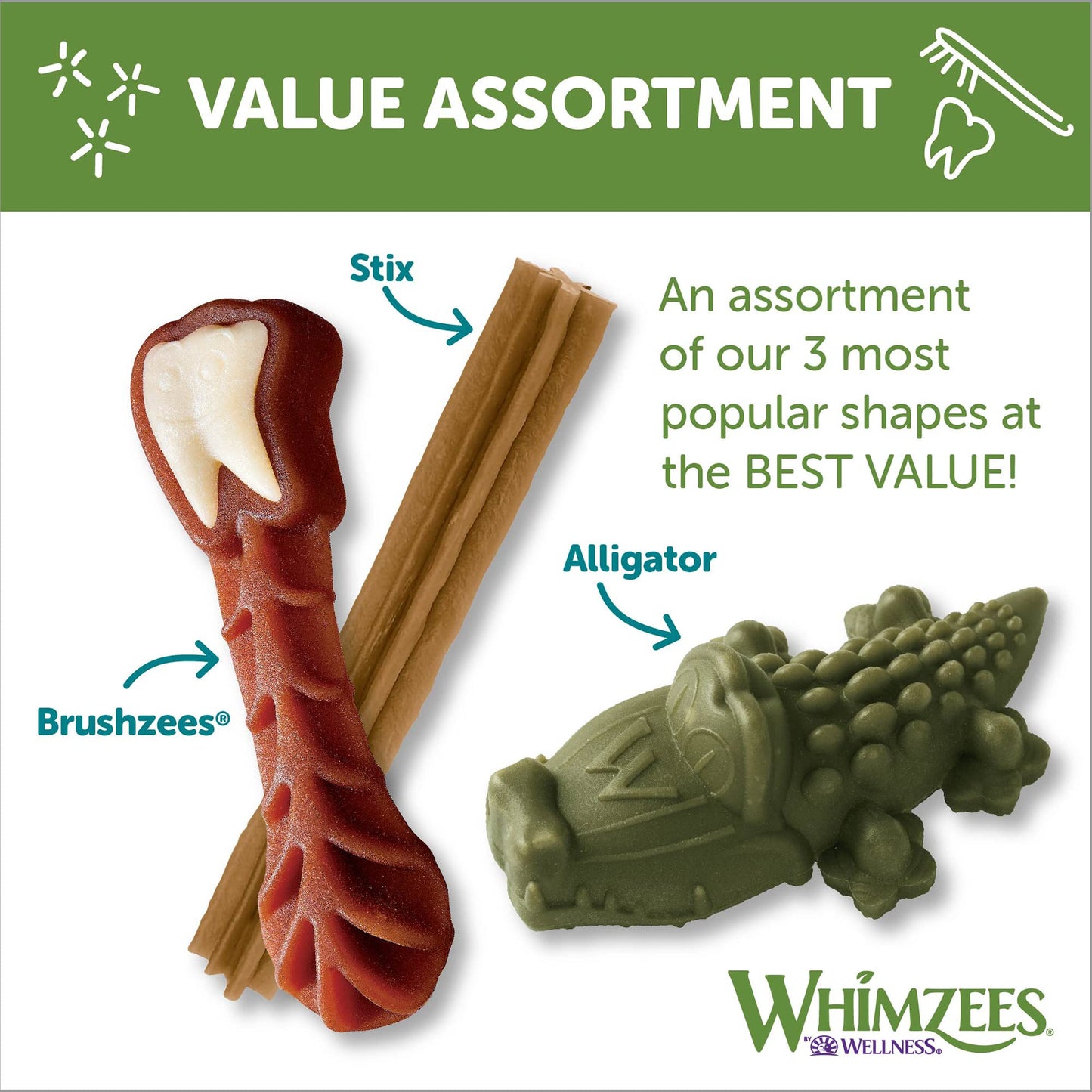 Whimzees Variety Value Box Large NET WT 29.6 OZ (14 pieces)