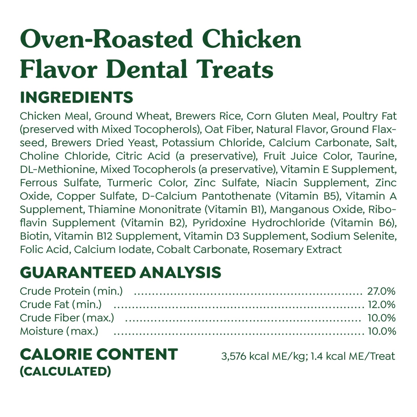 Greenies Feline Adult Dental Cat Treats, Oven Roasted Chicken Flavor, 4.6 oz. Pack