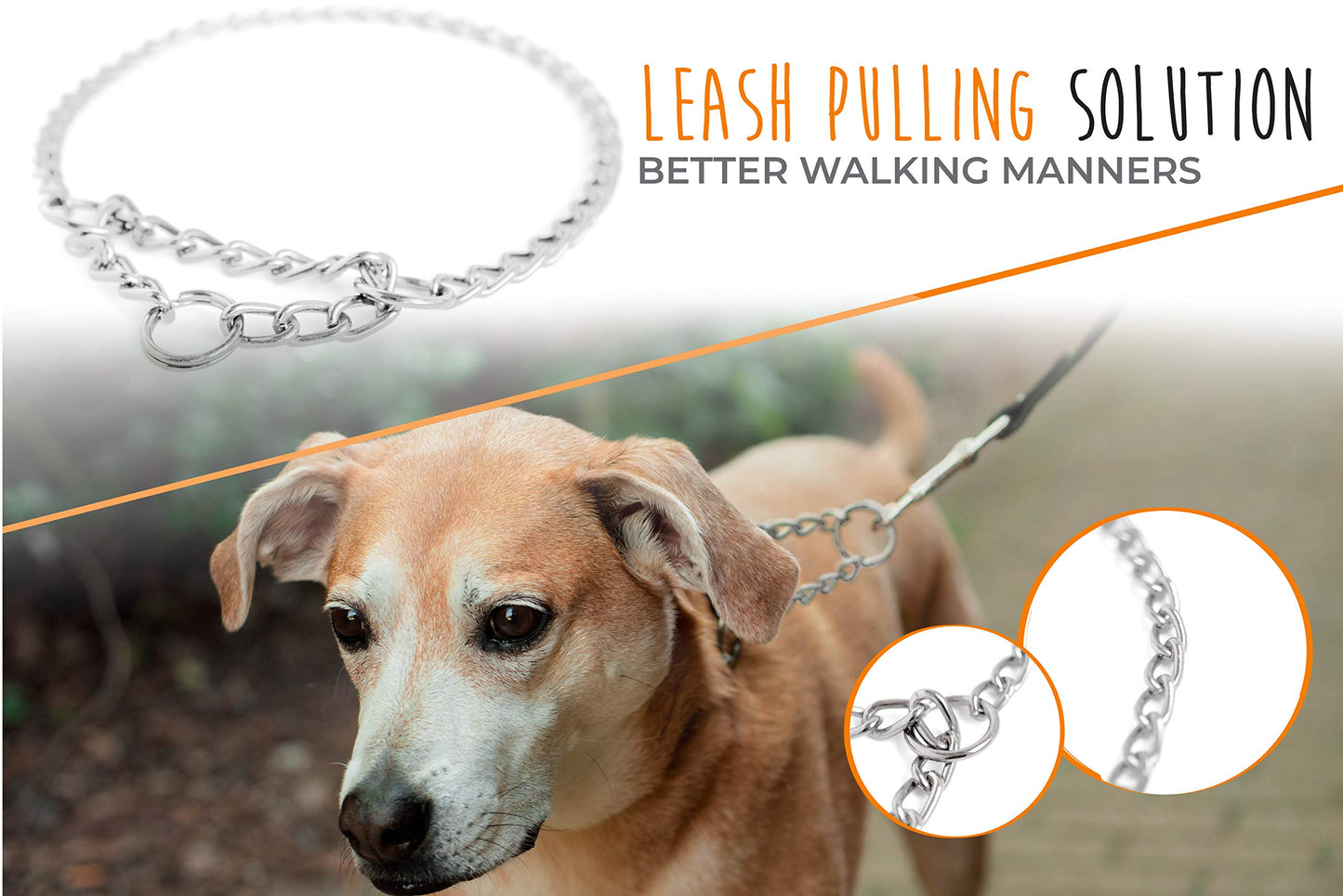 Mighty Paw Martingale Training Dog Collar - Modified Slip Chain - Trainer Approved - No More Pulling - for All Breed Sizes - No Pulling Dog Collar - Stainless Chain - Martingale - (20")