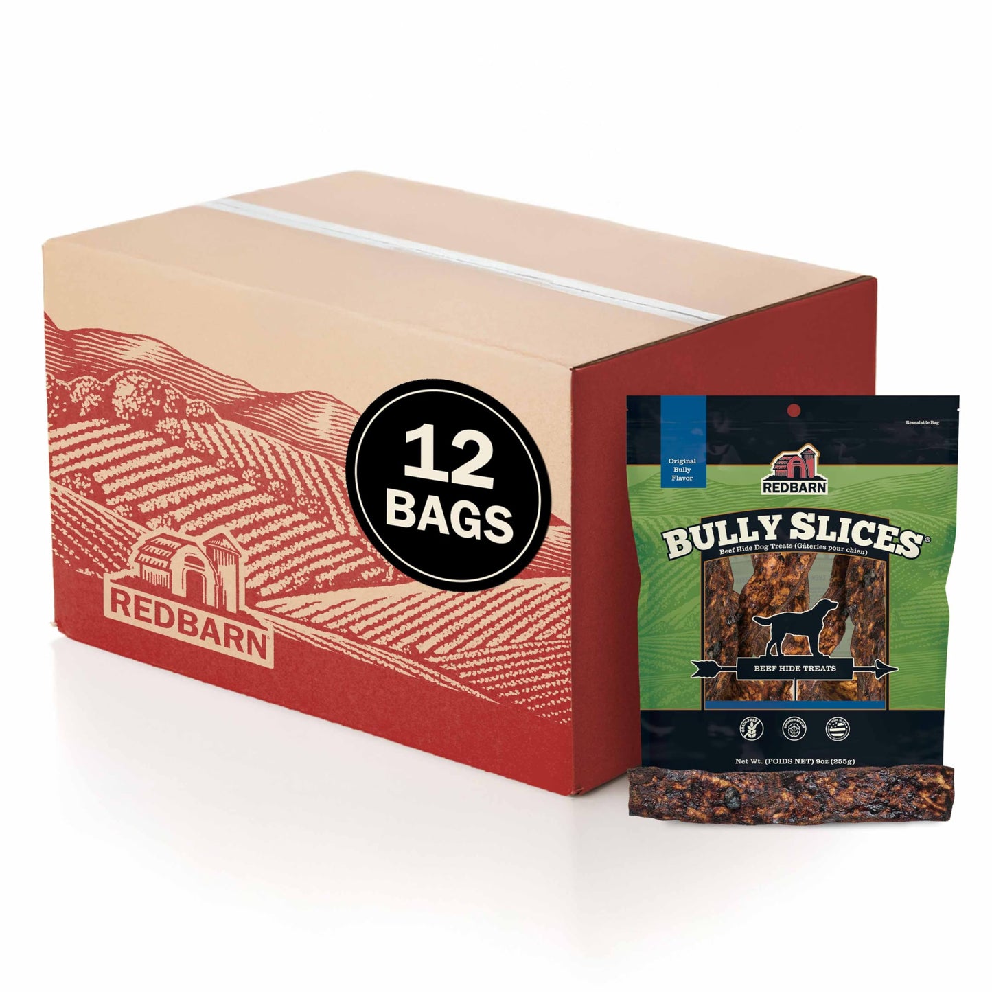 Redbarn Pet Products Bully Slices for Dogs Original Bully Natural Dental Treats 12 Bags