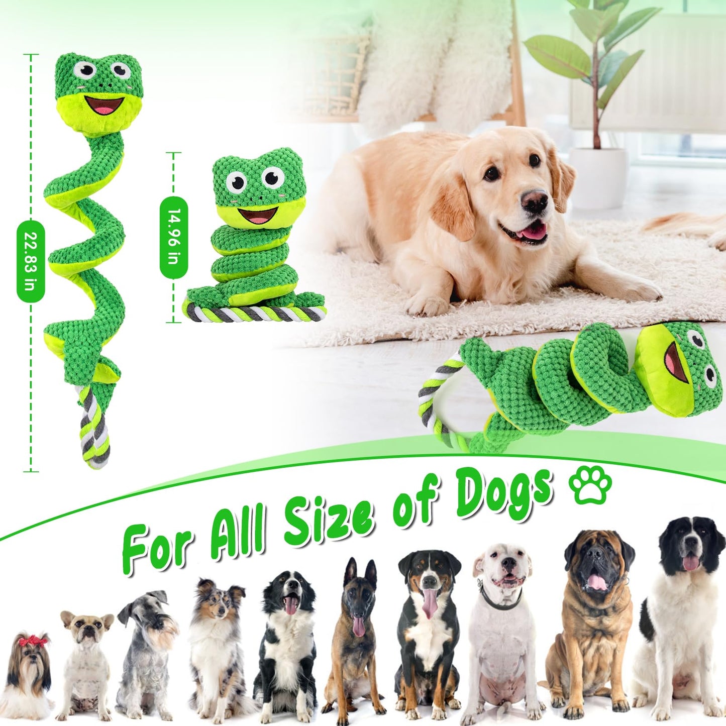 VIWIK Interactive Plush Squeaky Toys for Large, Medium, Small Dogs - Smart Breed Puppy Toys for Boredom, Tug of War, Teething
