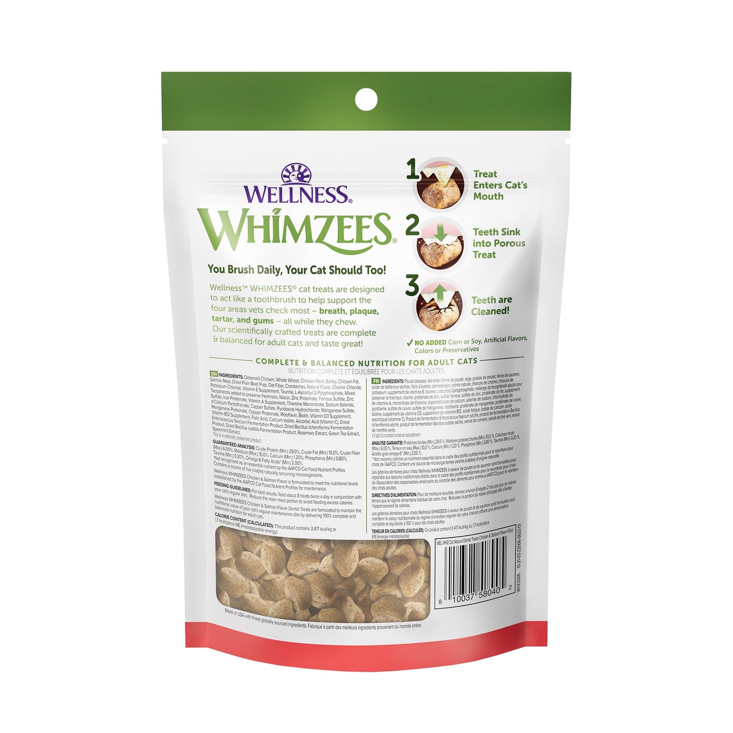WHIMZEES Wellness Cat Dental Treats, Natural Chews, Chicken and Salmon Flavor, (4.5 Ounce Bag)