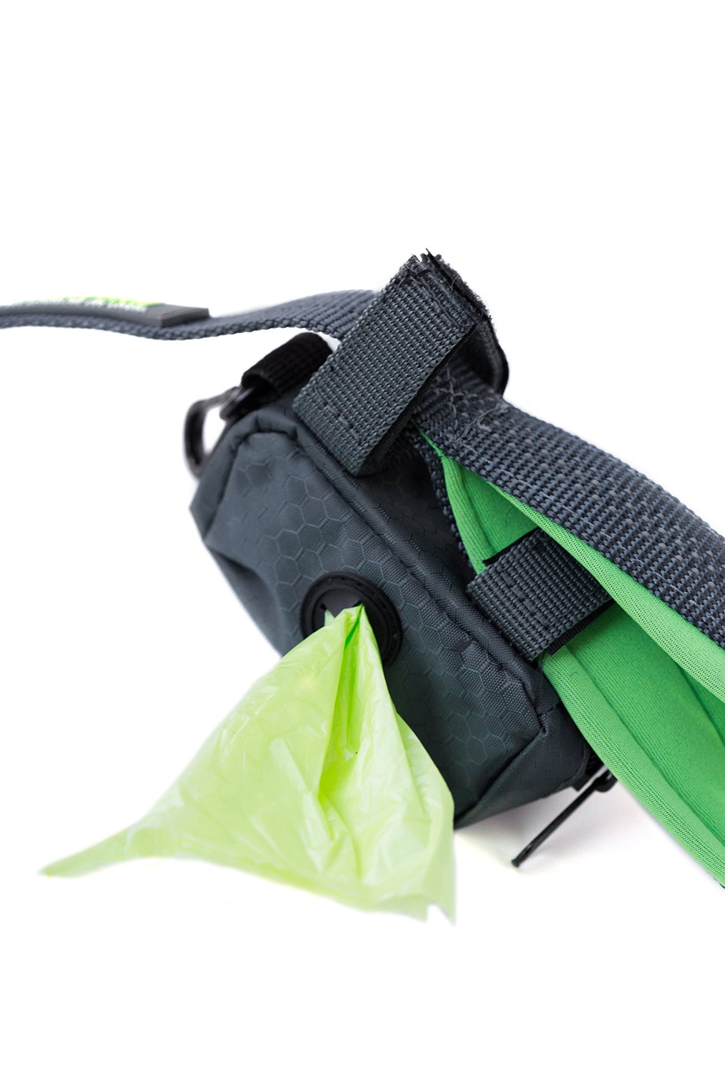 Mighty Paw Dog Poop Bag Holder - Zippered Pouch with Carabiner Hook - Includes Roll of Pick-up Bags - Pet Poop Holder and Dispenser - Pet Walking Supplies - (Grey/Green)