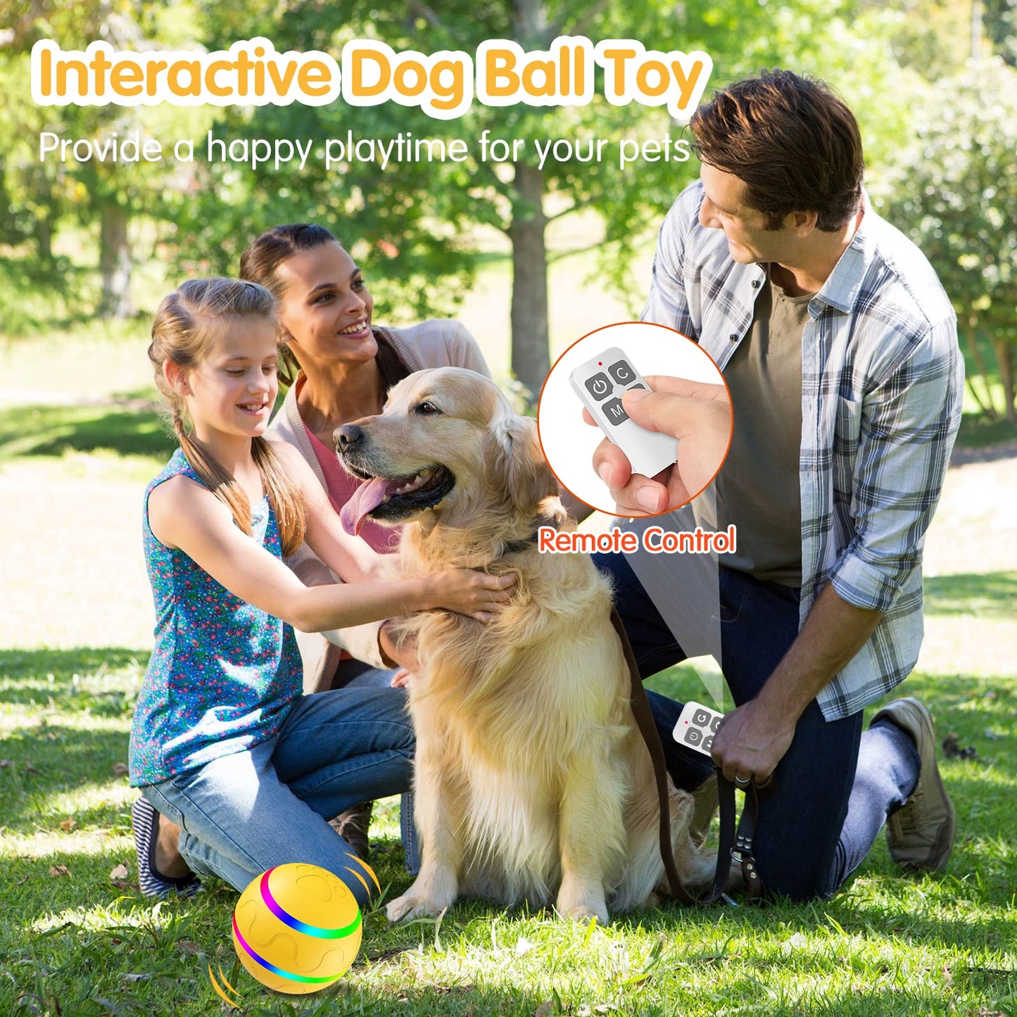 VIWIK Interactive Dog Toys with Remote Control and LED Flash Light,【2023 Newest】 Motion Activated Rolling Ball Toys for Dogs, USB Rechargeable Dog Balls Toy for Puppy, Small, Medium Dogs/Cats