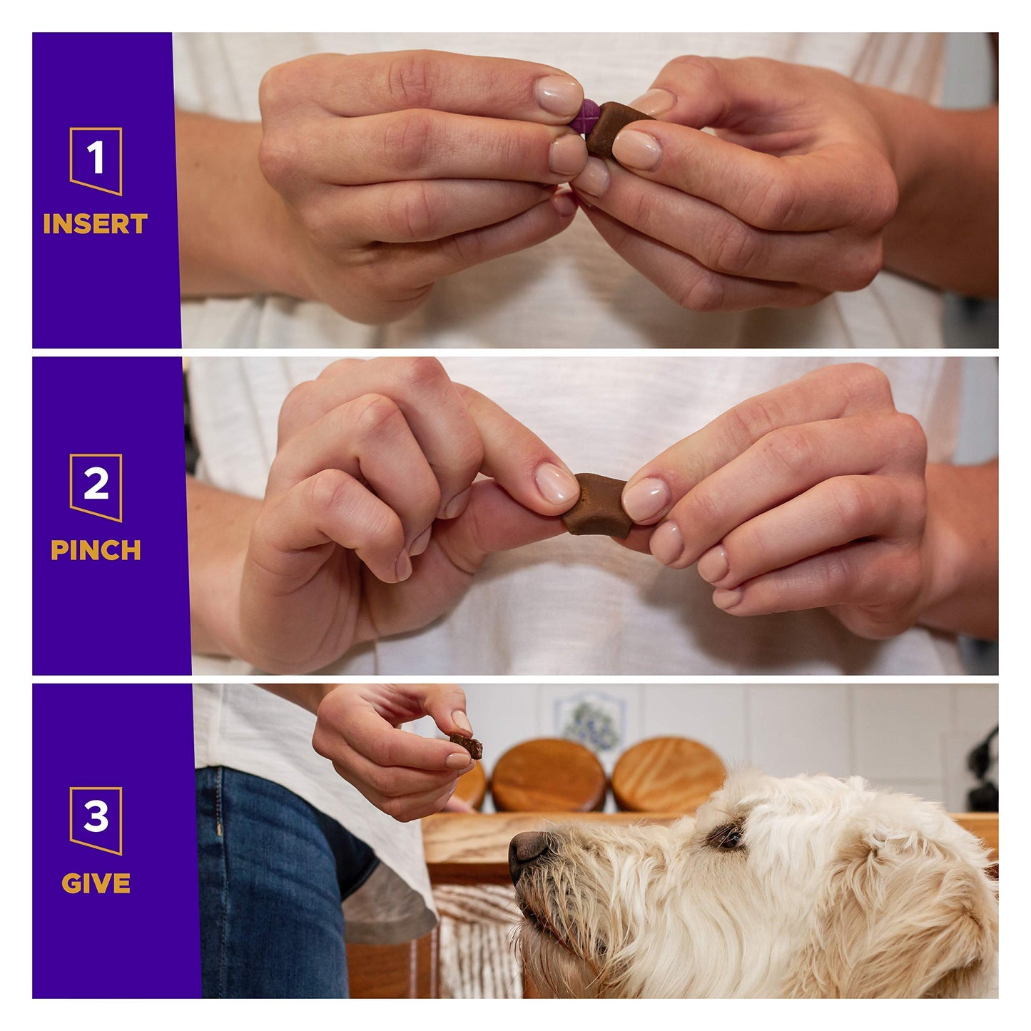 VETRISCIENCE Extra Large Pinchers Pill Hiders Chews, Non-Greasy Pill Wrap with Probiotics for Dogs, Disguise Pills, Capsules and Tablets, Soft and Chewy, Gut and Immune Health, Peanut Butter, 2 Pack