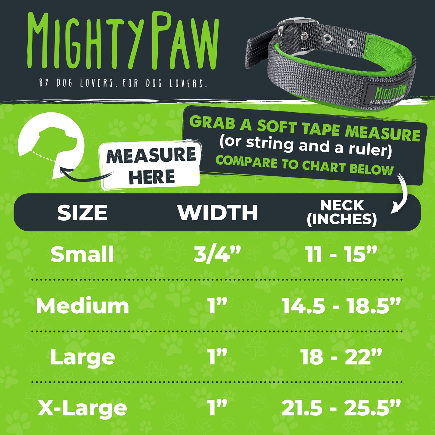 Mighty Paw Ultra Soft Dog Collar - Ultimate Comfort with Super Soft Neoprene Padding for Large and Small Dogs - Stay Safe and Visible with Reflective Threading - Fun in All Climates