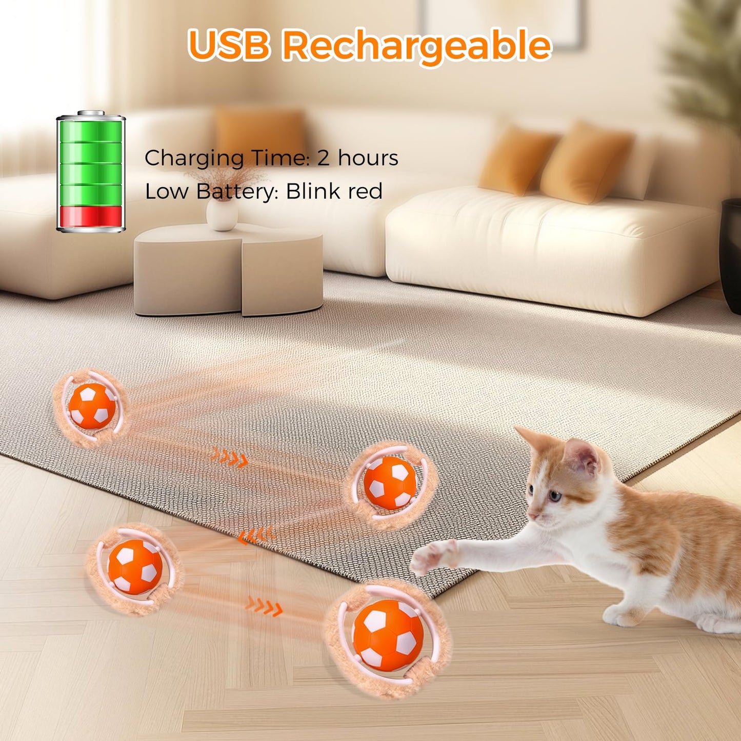 VIWIK Interactive Cat Toys for Indoor Cats, Hide and Seek Mouse Catching Game Cat Ball Toy, Automatic Motion Activated Kitten Toys, Low Noise Fast Rolling Ball in Play Mat for Bored Adult Cats