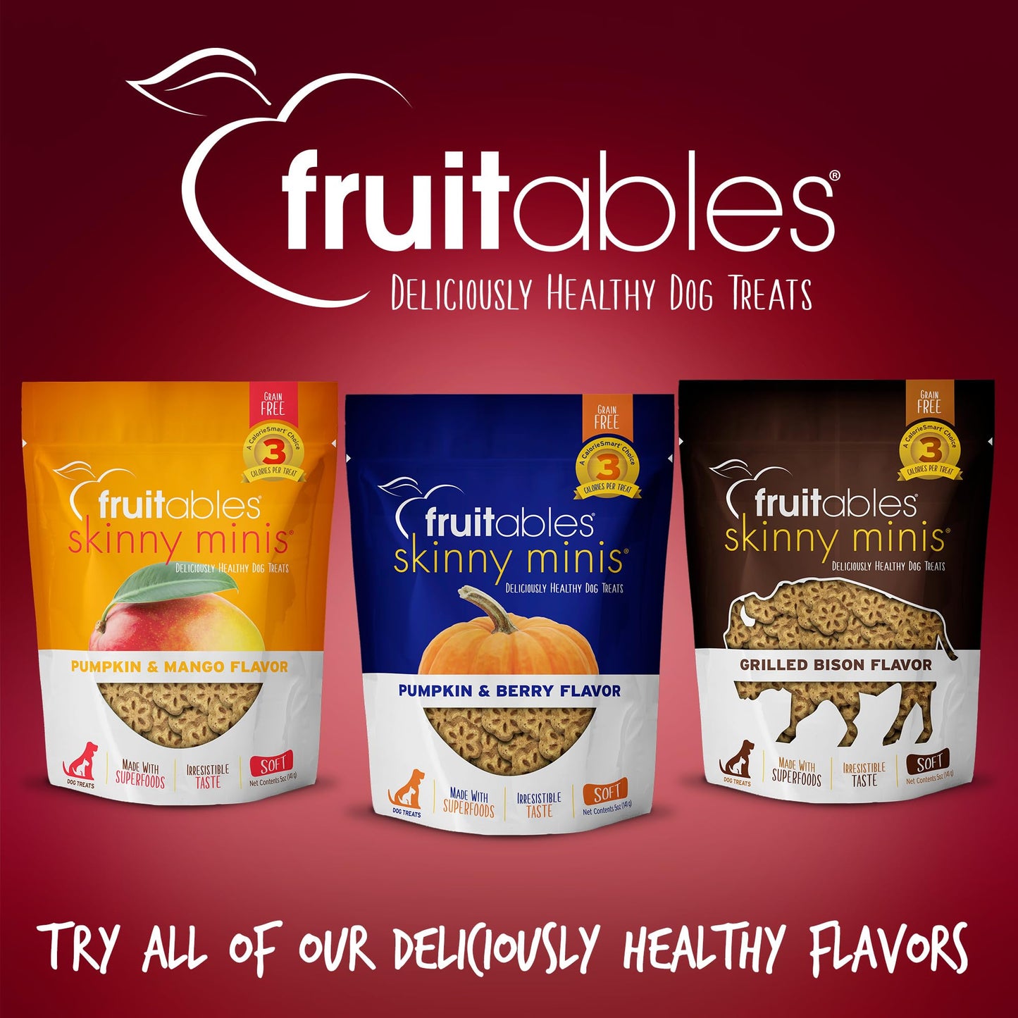 Fruitables Skinny Mini Dog Treats Healthy Apple Bacon Flavored Dog Snacks Low Calorie Training Treats Wheat, Corn & Soy Free 5 Ounces (Pack of 4)