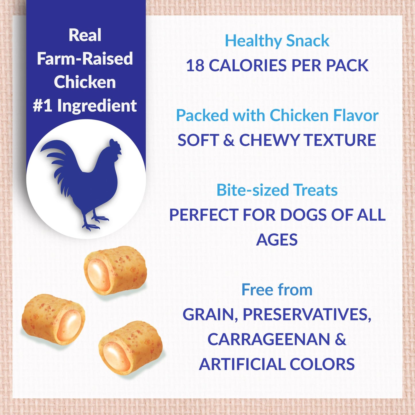 INABA Churu Fun Bites for Dogs, Soft & Chewy Baked Chicken Wrapped Filled Dog Treats with Vitamin E, 0.42 Ounces per Tetra, 8 Tetras per Box, Chicken with Pumpkin Recipe