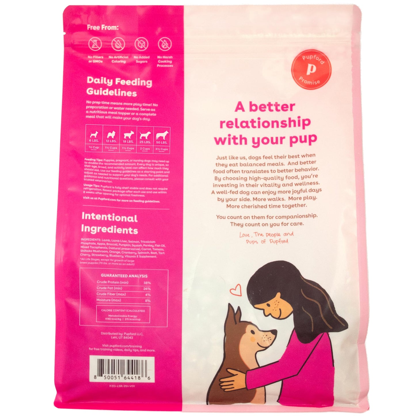 Pupford Good Dog Food, Freeze-Dried Raw, High-Protein, Superfood Ingredients, Vet-Approved, No Fillers or Artificial Additives (Lamb & Salmon Recipe, 25 oz)