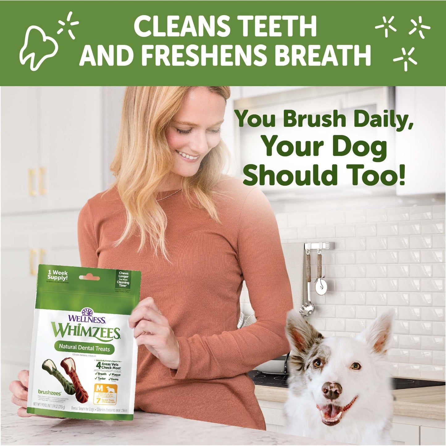 Wellness WHIMZEES Value Box Dog Dental Treats, Natural Chews, Medium Size (44 Count)