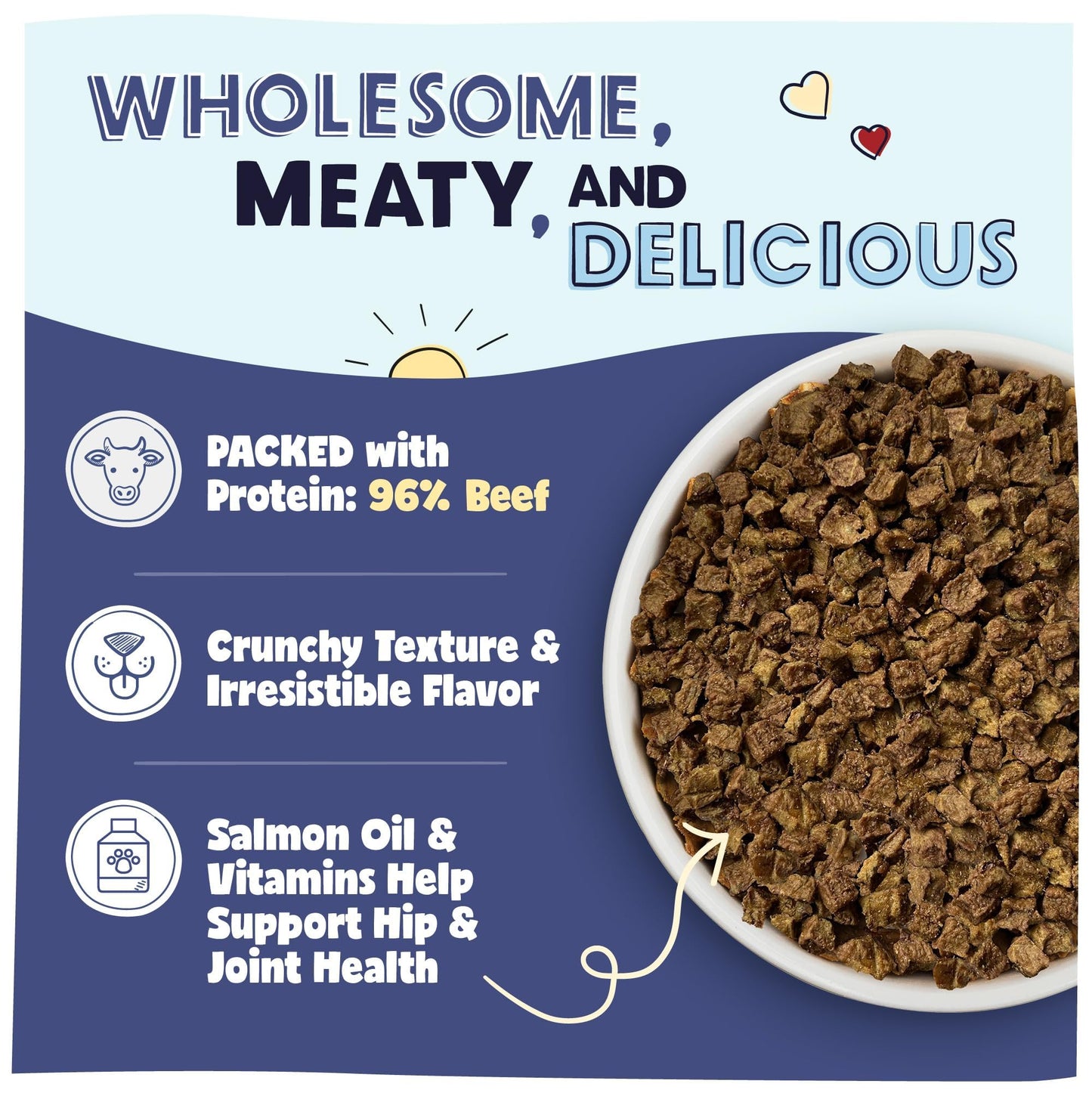 Pawstruck Air Dried Dog Food with Real Beef, Grain-Free, Made in USA, Non-GMO & Vet Recommended, High Protein Limited Ingredient Full-Feed for All Breeds & Ages, 2lb Bag