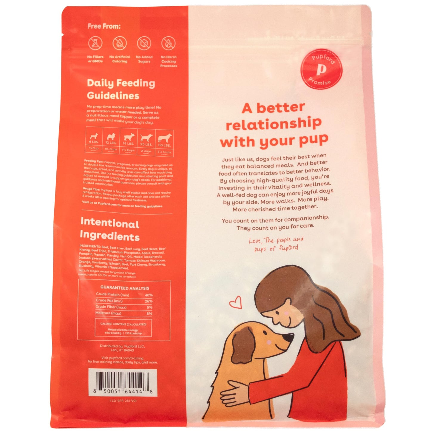 Pupford Good Dog Food, Freeze-Dried Raw, High-Protein, Superfood Ingredients, Vet-Approved, No Fillers or Artificial Additives (Beef Recipe, 25 oz)