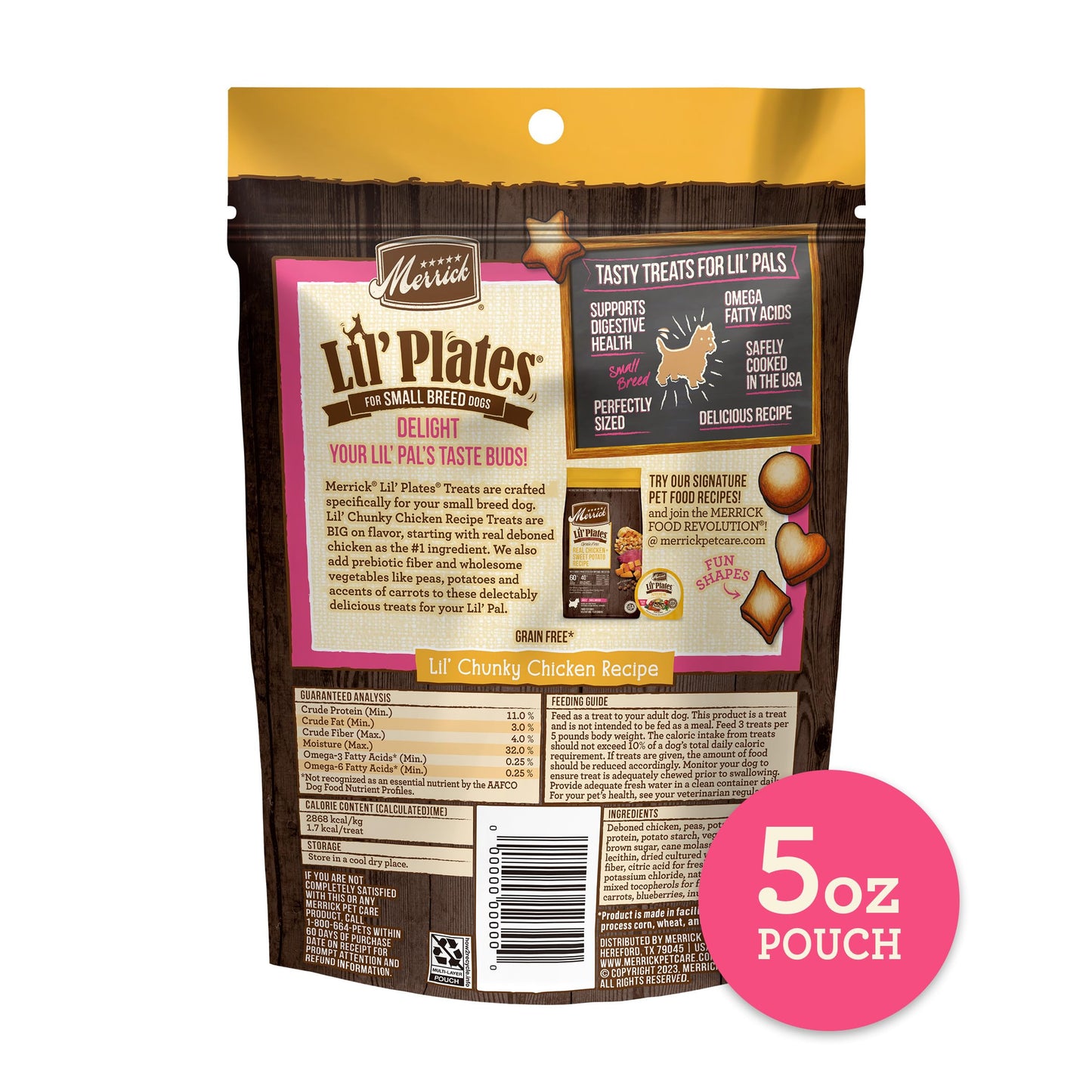 Merrick Lil’ Plates Grain Free Small Dog Treats, Natural Training Treats For Small Dogs, Lil’ Chunky Chicken - 5 oz. Pouch