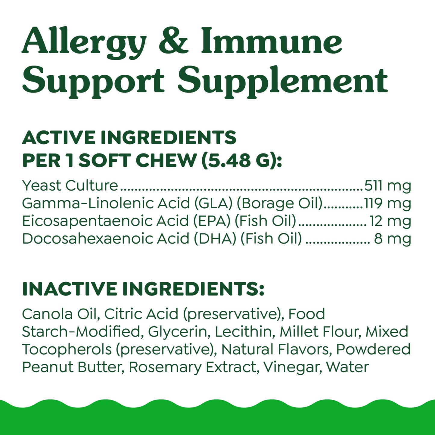 Greenies Sensitive Care Allergy & Immune Support Dog Supplement Chicken-Free Formula, Peanut Butter Flavor, 40 Count Pouch