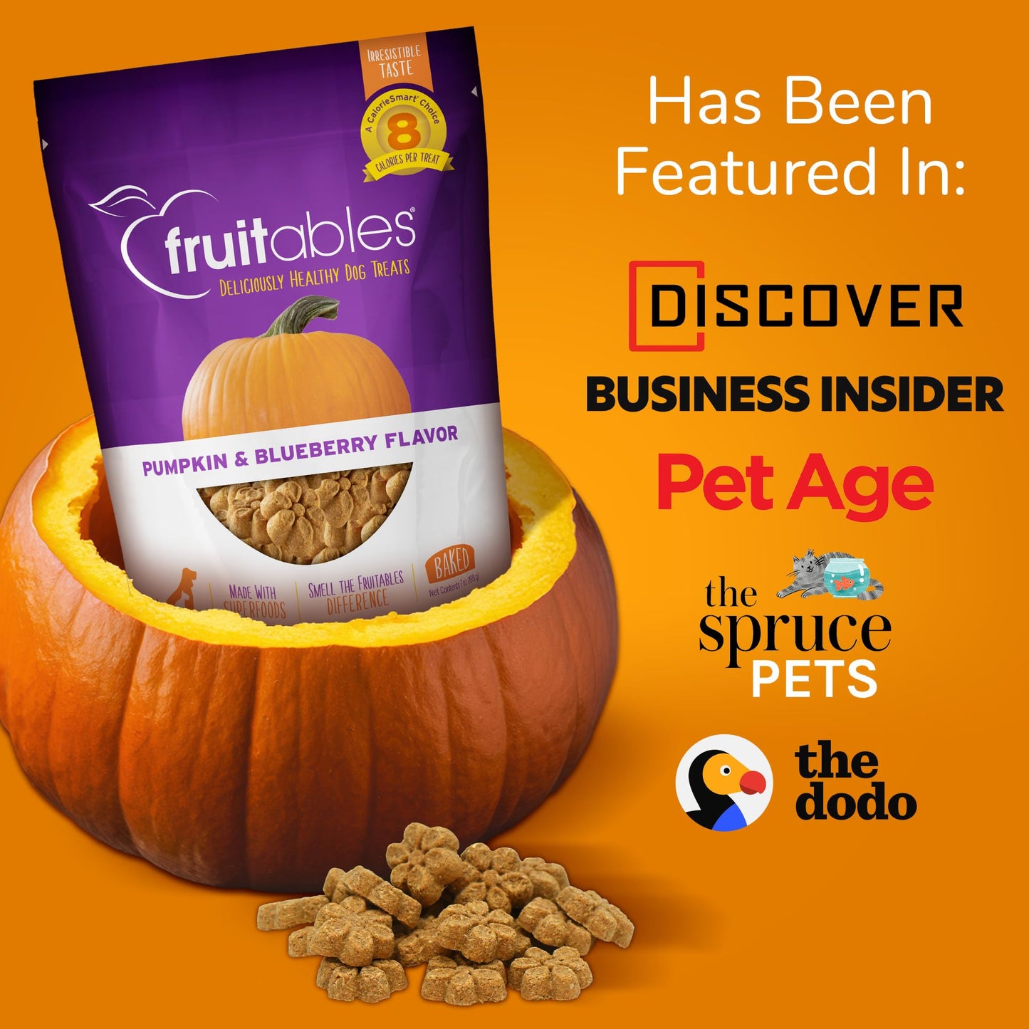 Fruitables Baked Dog Treats – Healthy Low Calorie – Free of Wheat, Corn and Soy – Pumpkin and Banana – 12 Ounces (Pack of 2)