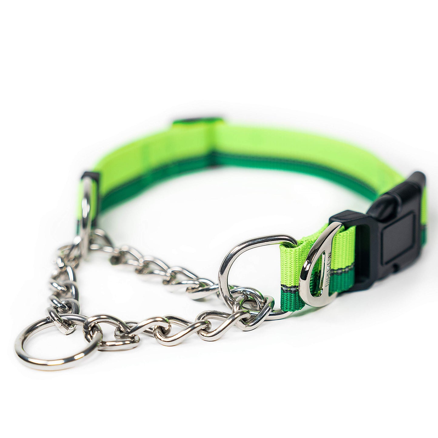 Mighty Paw Martingale Dog Collar 2.0 | Trainer Approved Limited Slip Collar with Stainless Steel Chain & Heavy Duty Buckle - Modified Cinch for Gentle & Effective Pet Training - S/M, Green