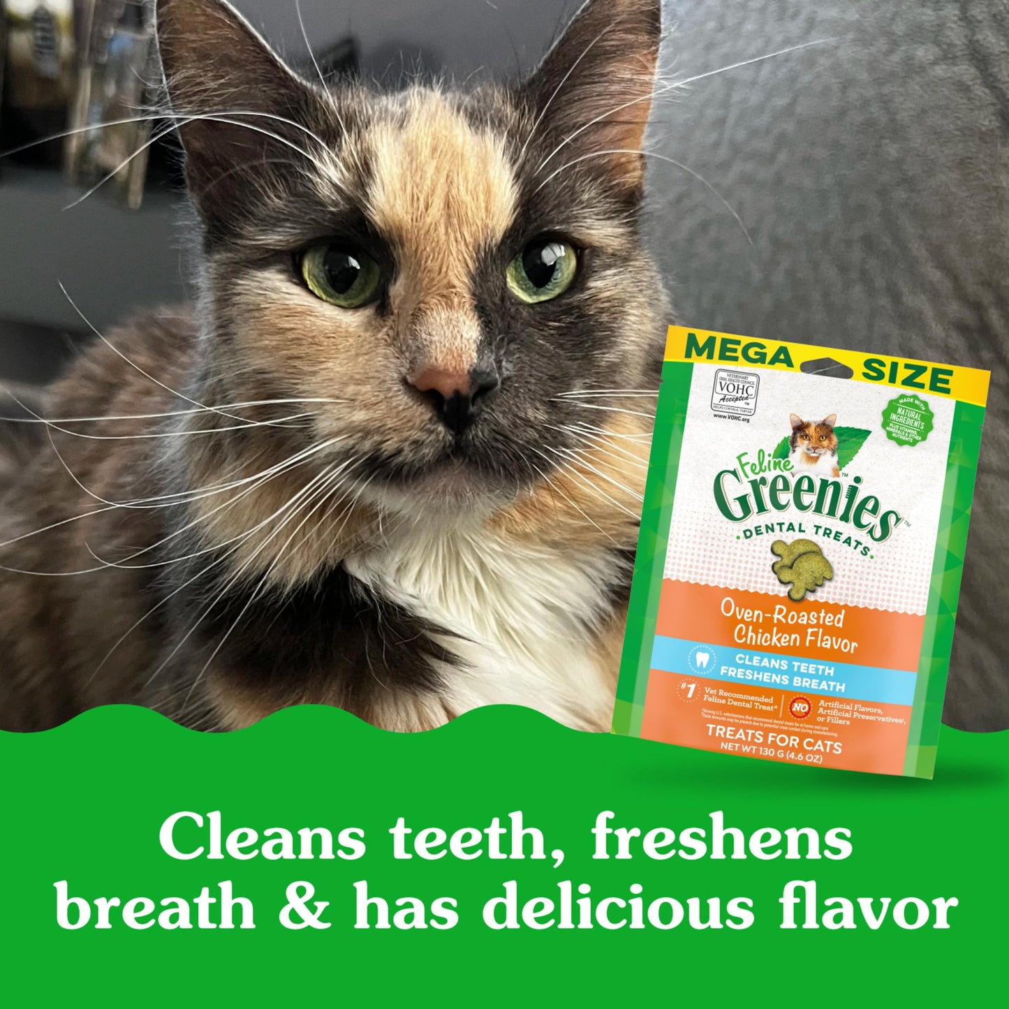 Greenies Feline Adult Dental Cat Treats, Oven Roasted Chicken Flavor, 4.6 oz. Pack